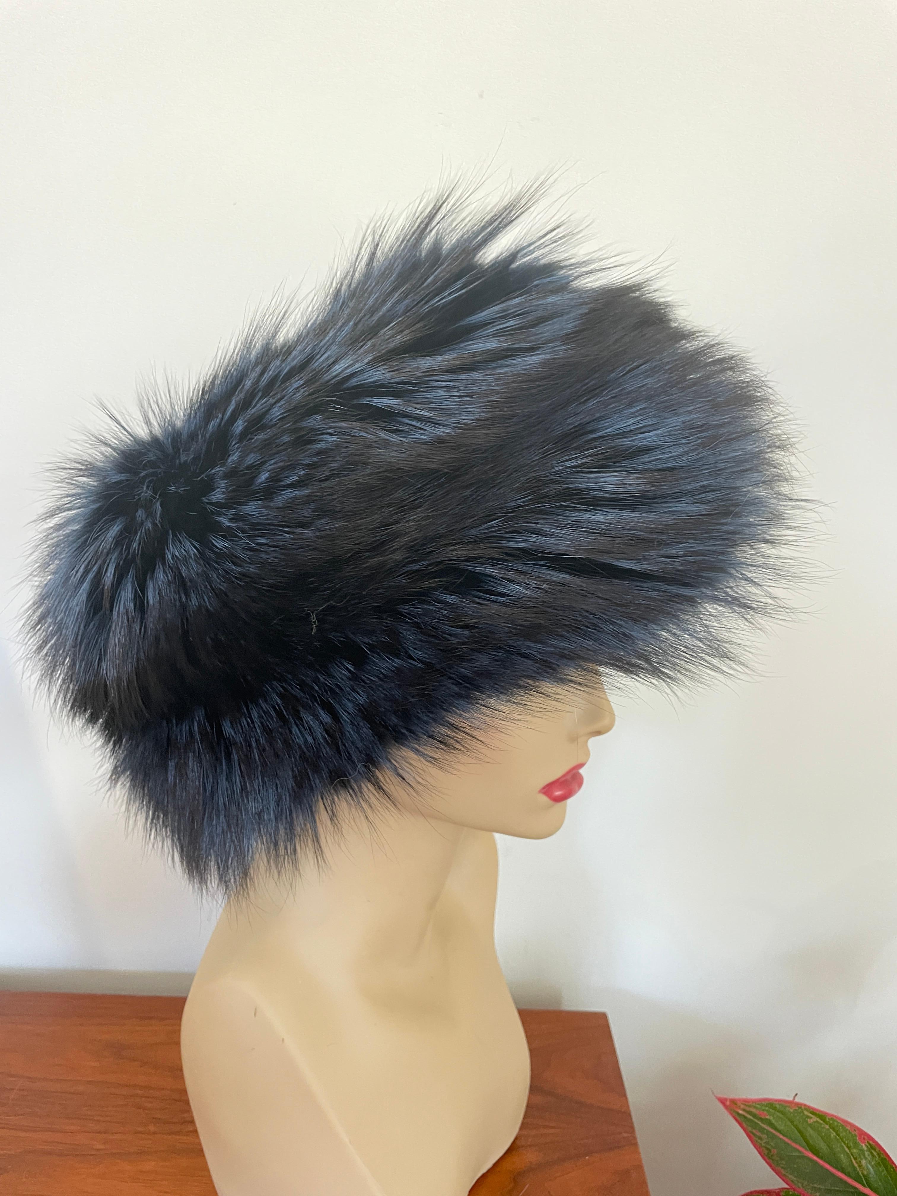 Blue Fox & Leather Hat  Lafuria  For Sale 3
