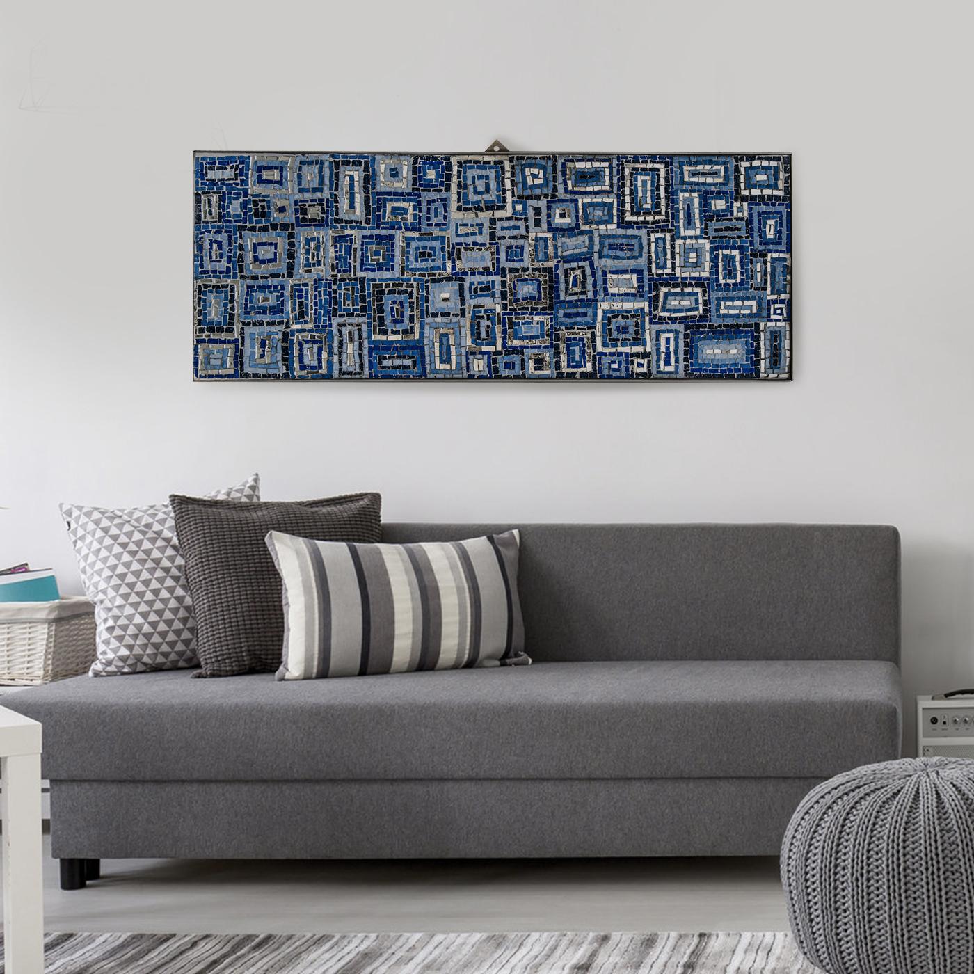 Italian Blue Frame Decorative Panel by Mosaici Ursula Corsi
