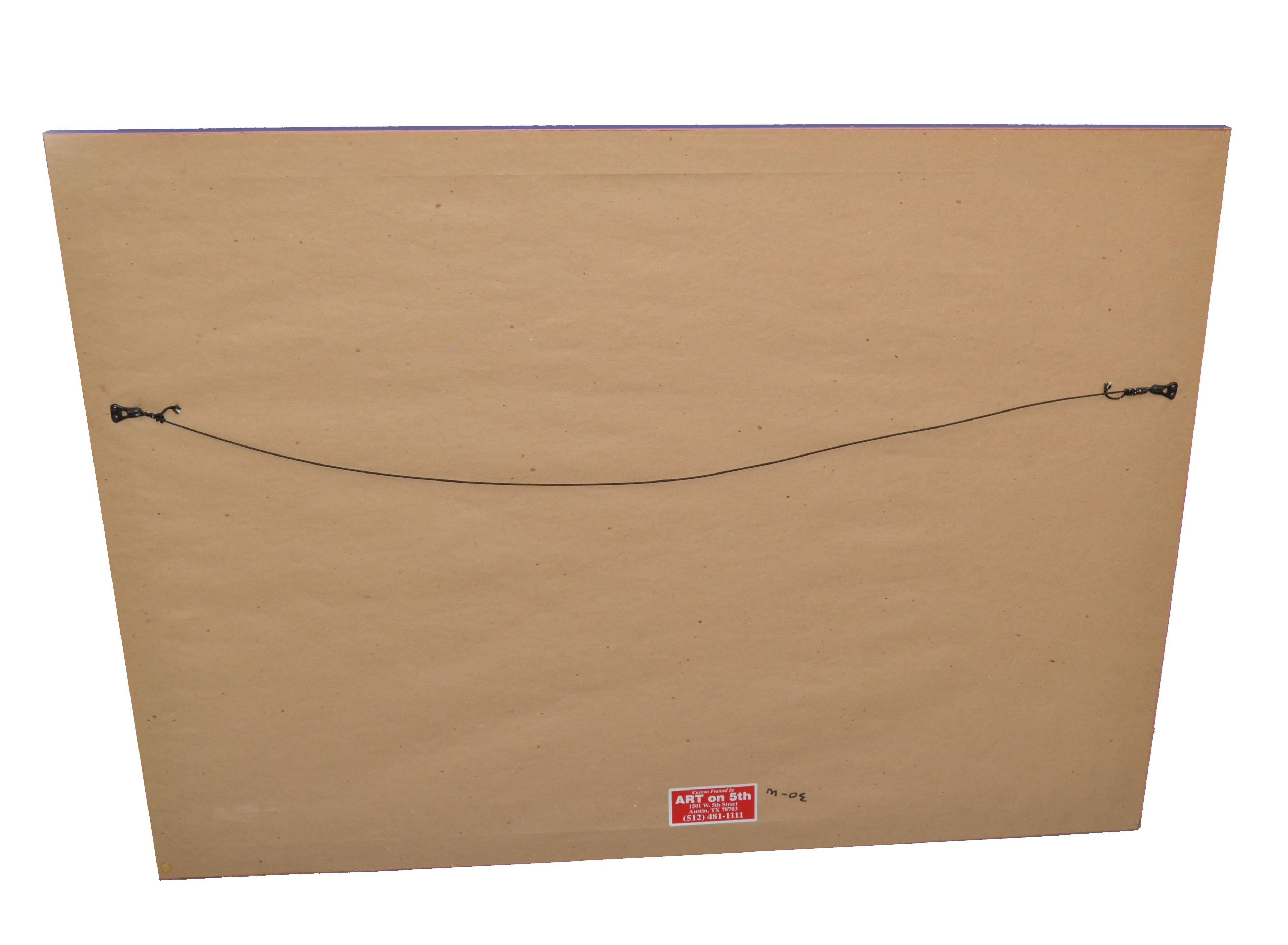 Blau gerahmte abstrakte Pop-Art-Kunst auf Leinwand, Mid-Century Modern, 1980 im Angebot 3