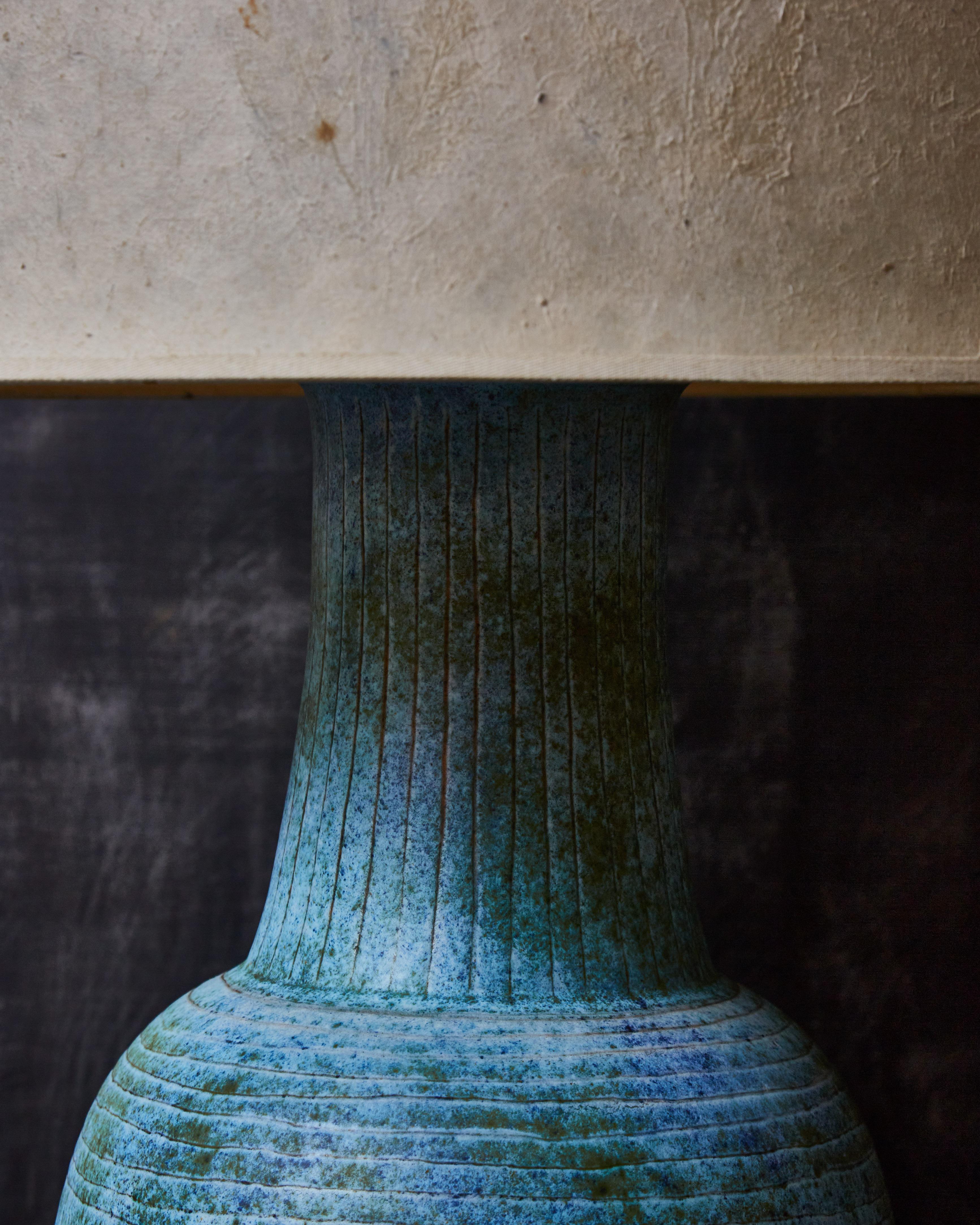 Blue French Ceramic Table Lamp In Good Condition In Saint-Ouen, IDF