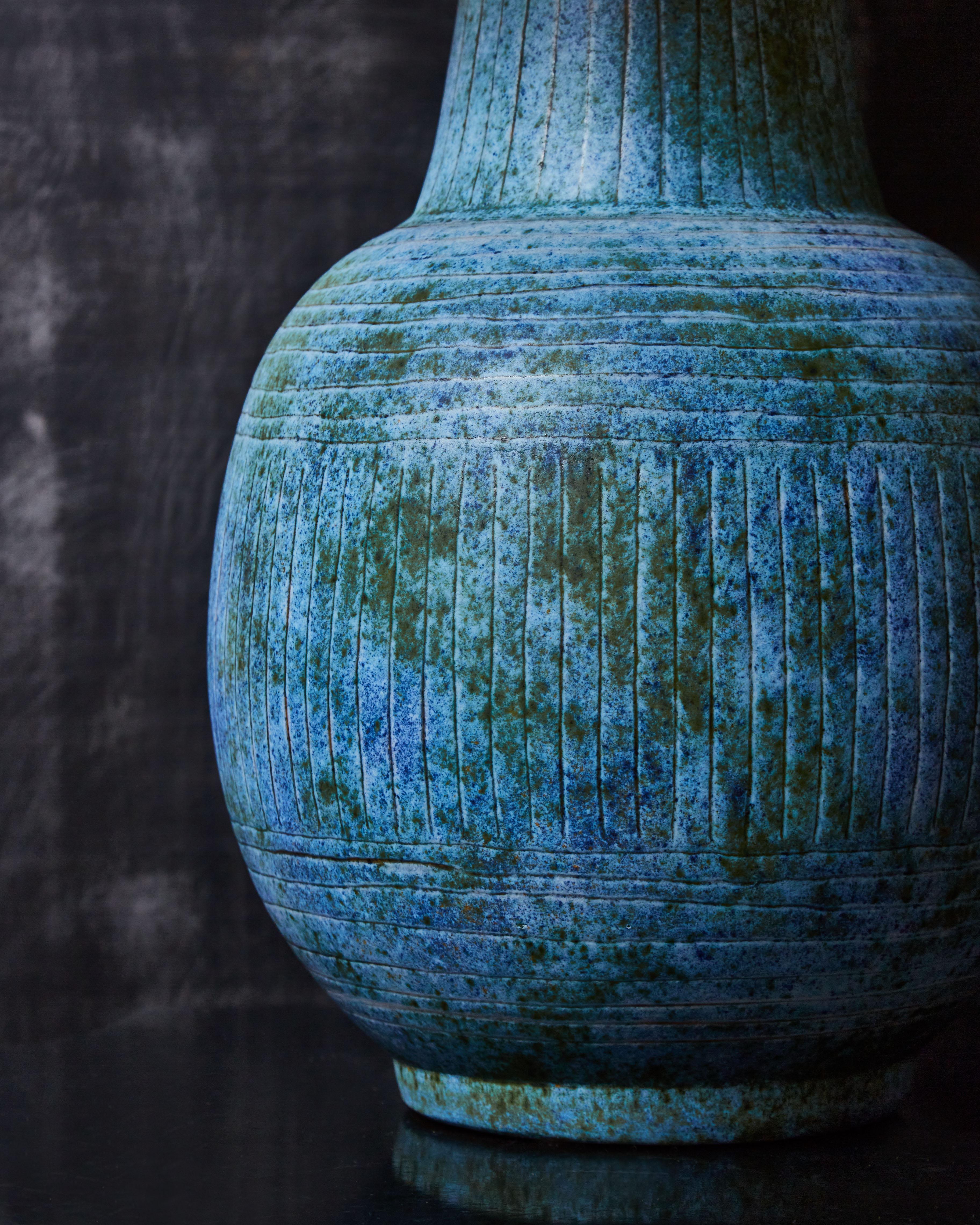Mid-20th Century Blue French Ceramic Table Lamp