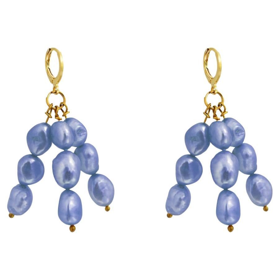 Blue freshwater pearl earrings  by Ifemi Jewels