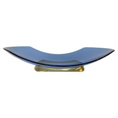 Blaue Obstschale „Modell 1419“ von Max Ingrand für Fontana Arte, 1960er Jahre