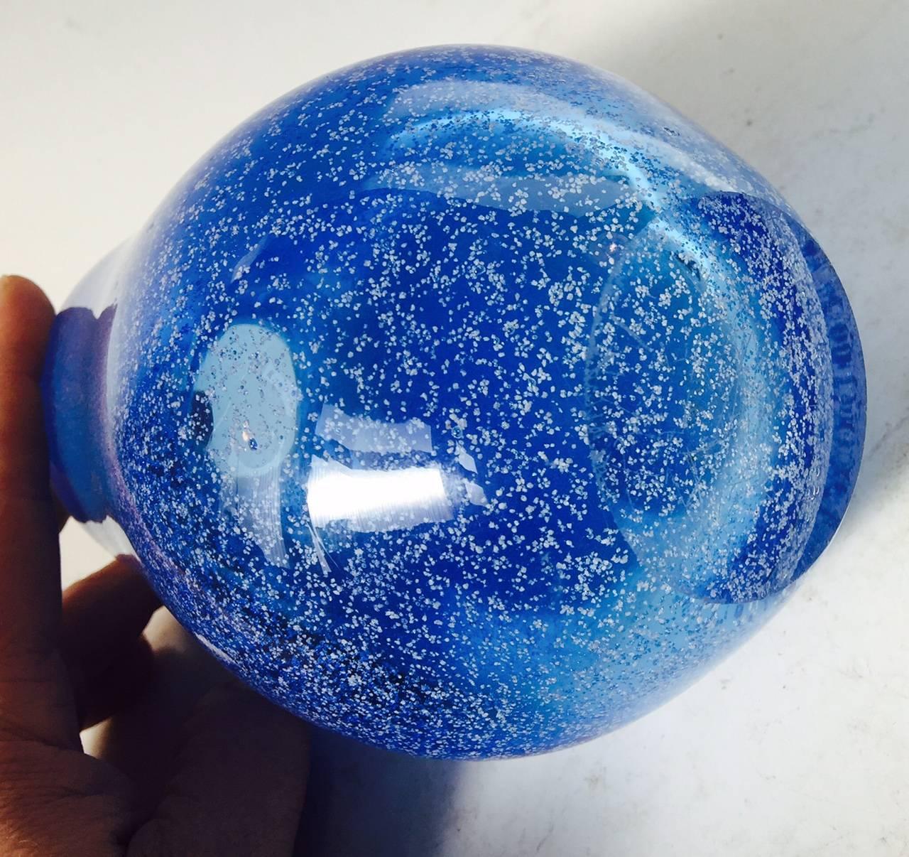 Mid-Century Modern Blue Galaxy Art Glass Vase by Bertil Vallien for Kosta, Sweden