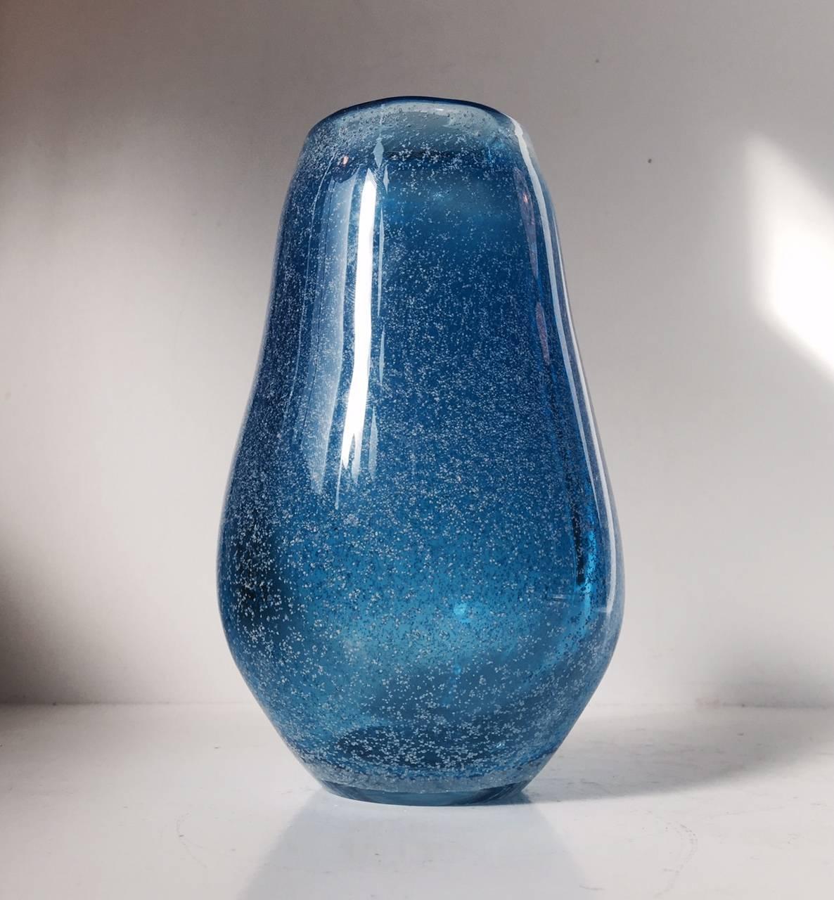 Swedish Blue Galaxy Art Glass Vase by Bertil Vallien for Kosta, Sweden