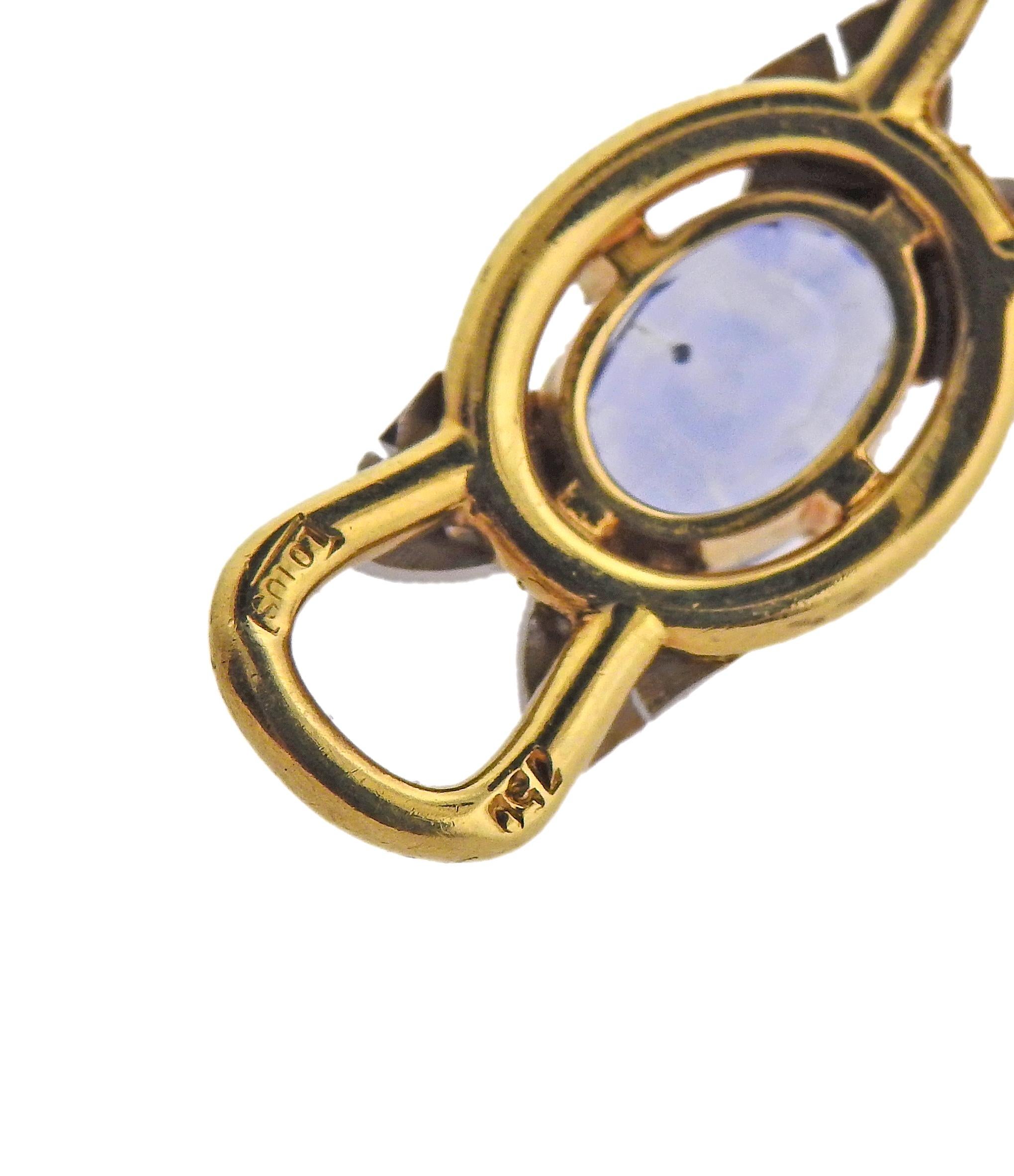 Blue Gemstone Diamond Gold Bracelet In Excellent Condition For Sale In New York, NY