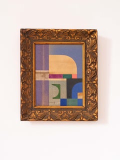 Blue Geometric Abstract Paper Collage - Cubist Contemporary Art by Soizic MENUT