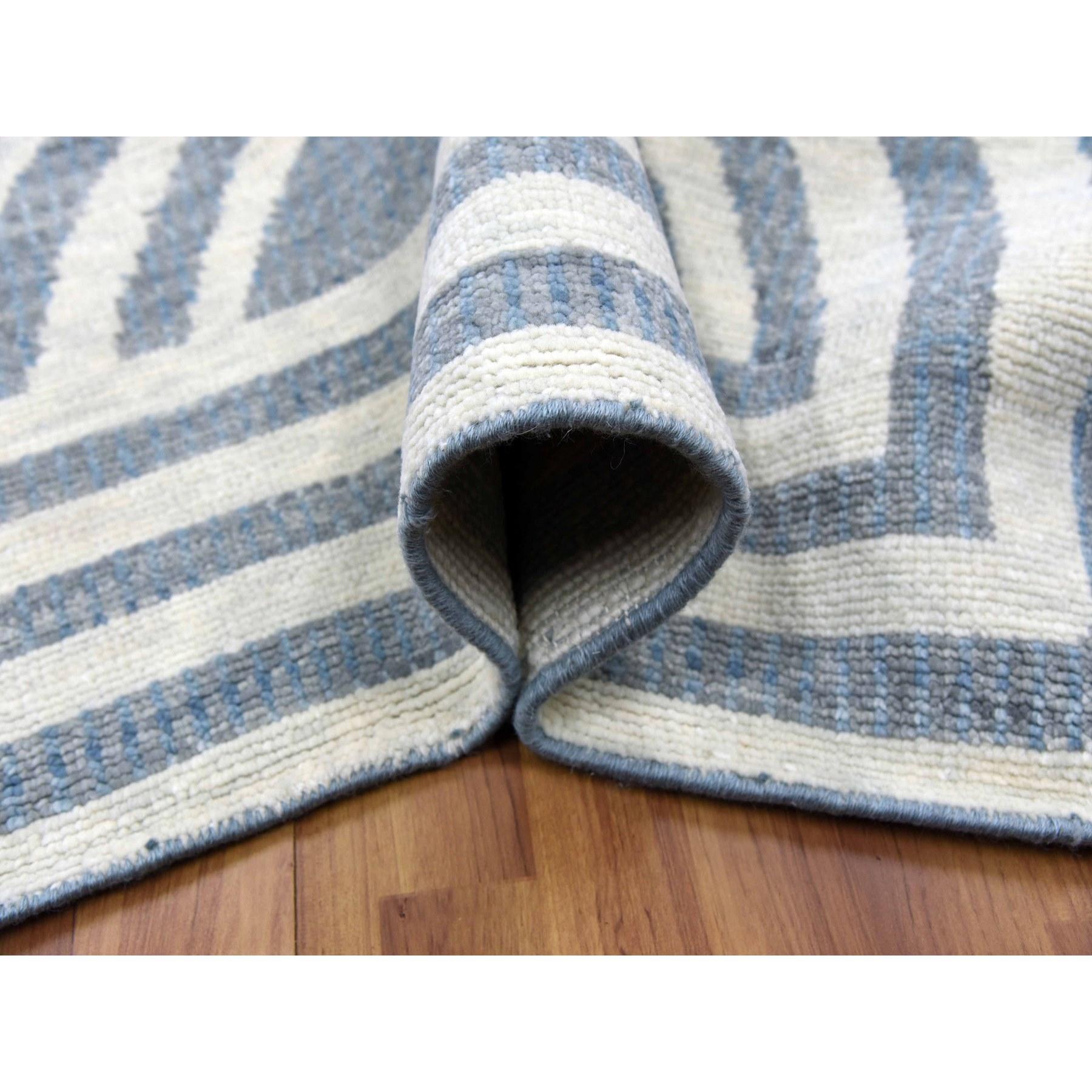 Noué à la main Blue Geometric Art Deco Collection Hand Knotsted Wool Oversized Rug 12'2