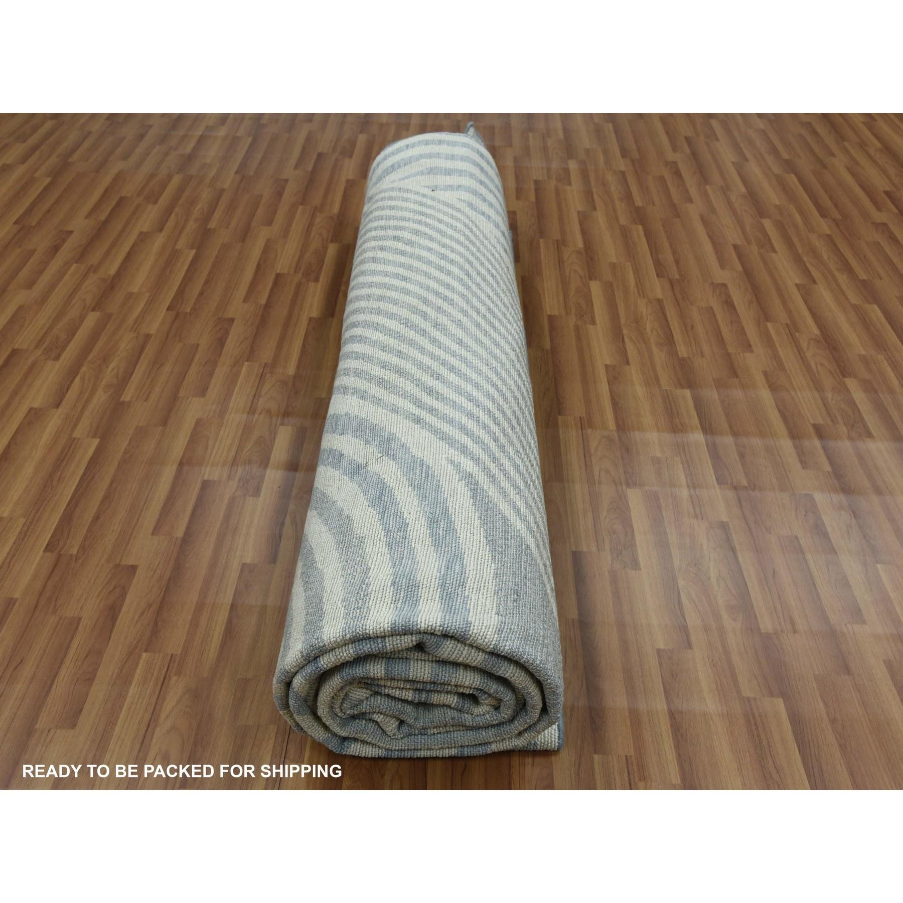 Blue Geometric Art Deco Collection Hand Knotsted Wool Oversized Rug 12'2
