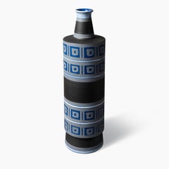 Blue Geometric Decorative Vase by Aldo Londi