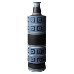 Blue Geometric Decorative Vase by Aldo Londi