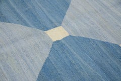 Blue Geometric Design Modern Flatweave Handmade Wool Rug 8'2" x 10'6"