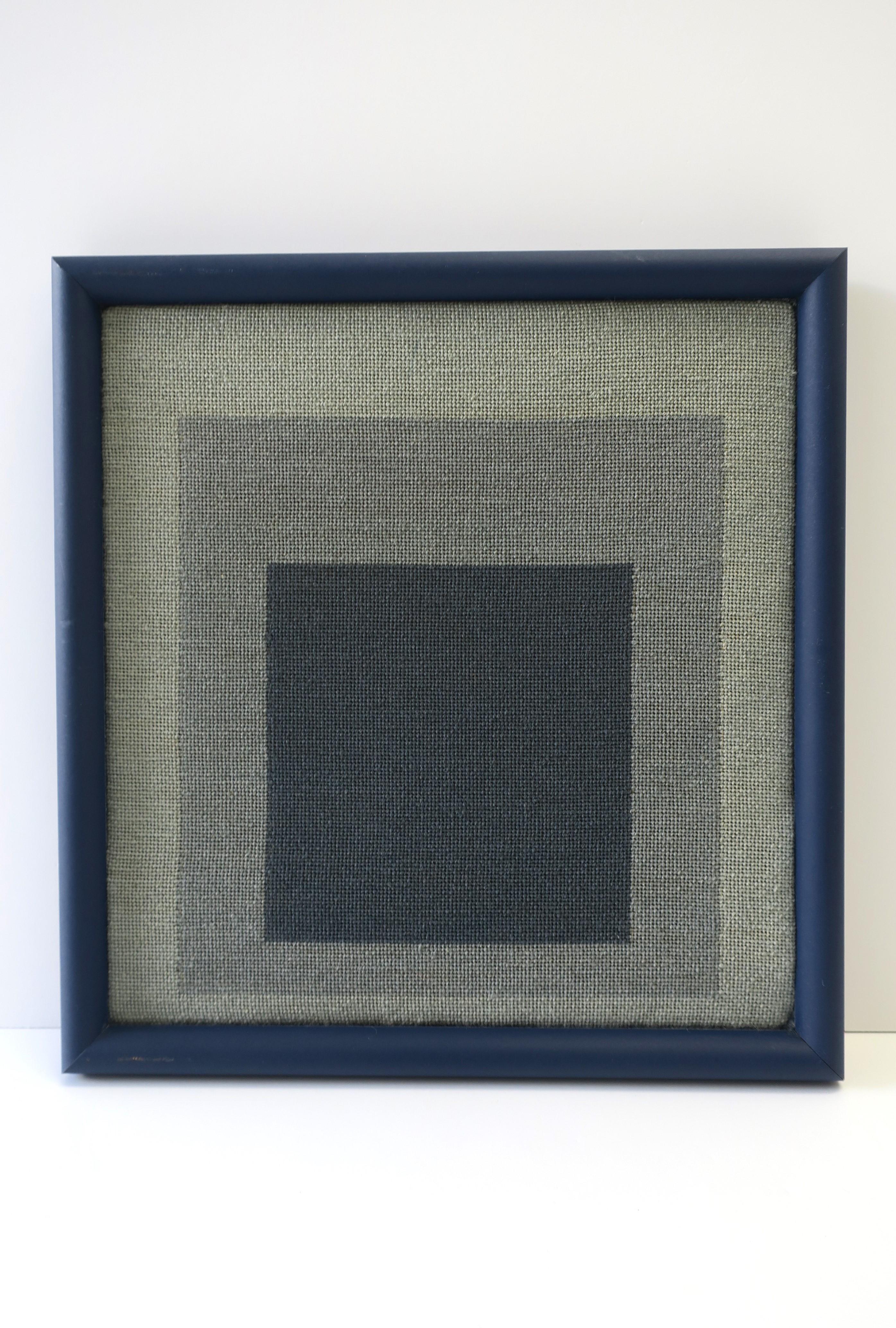 Blue Geometric Needlepoint Artwork Wall Art styled after Josef Albers  In Good Condition For Sale In New York, NY