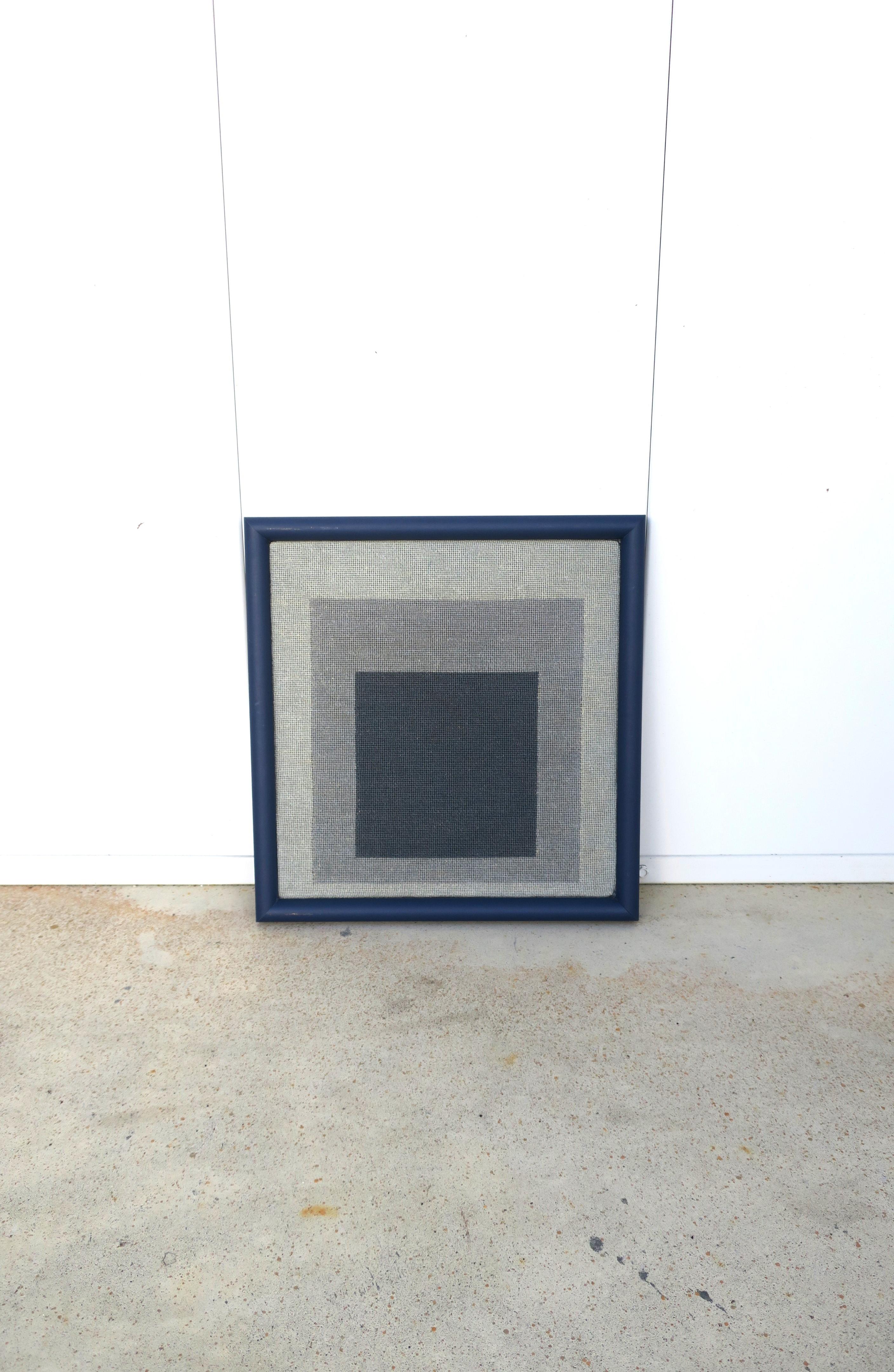 20th Century Blue Geometric Needlepoint Artwork Wall Art styled after Josef Albers  For Sale