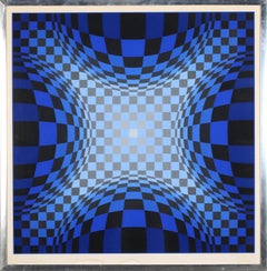 Blue Geometric Print by Victor Vasarely Ond-LZ, from Gaia