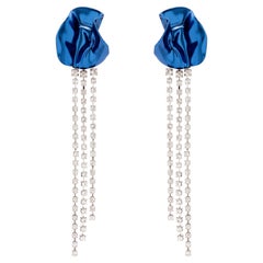 Blue Georgia Crystal Drop Statement Earrings