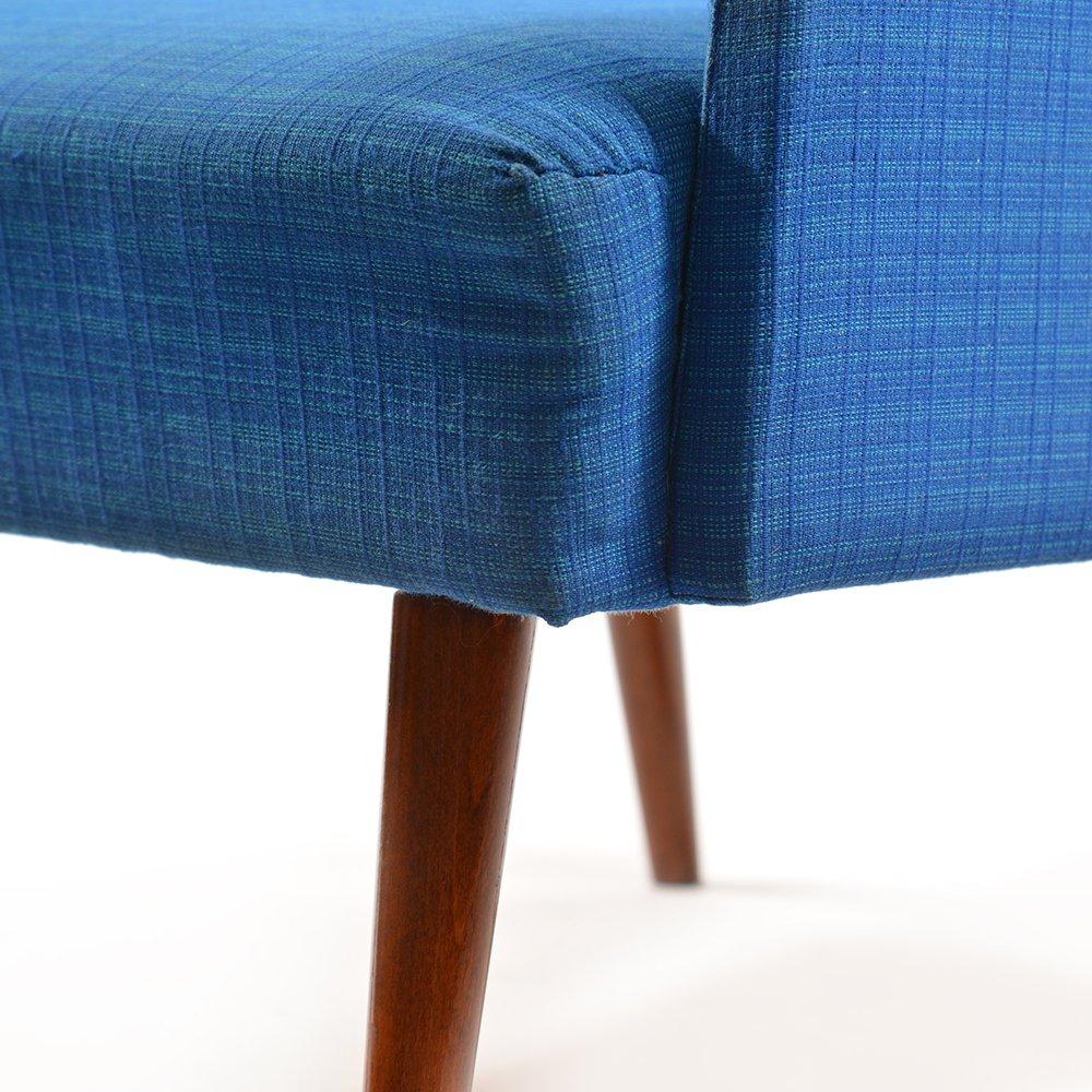 Upholstery Blue German Armchair from Midcentury Era, 1960s For Sale