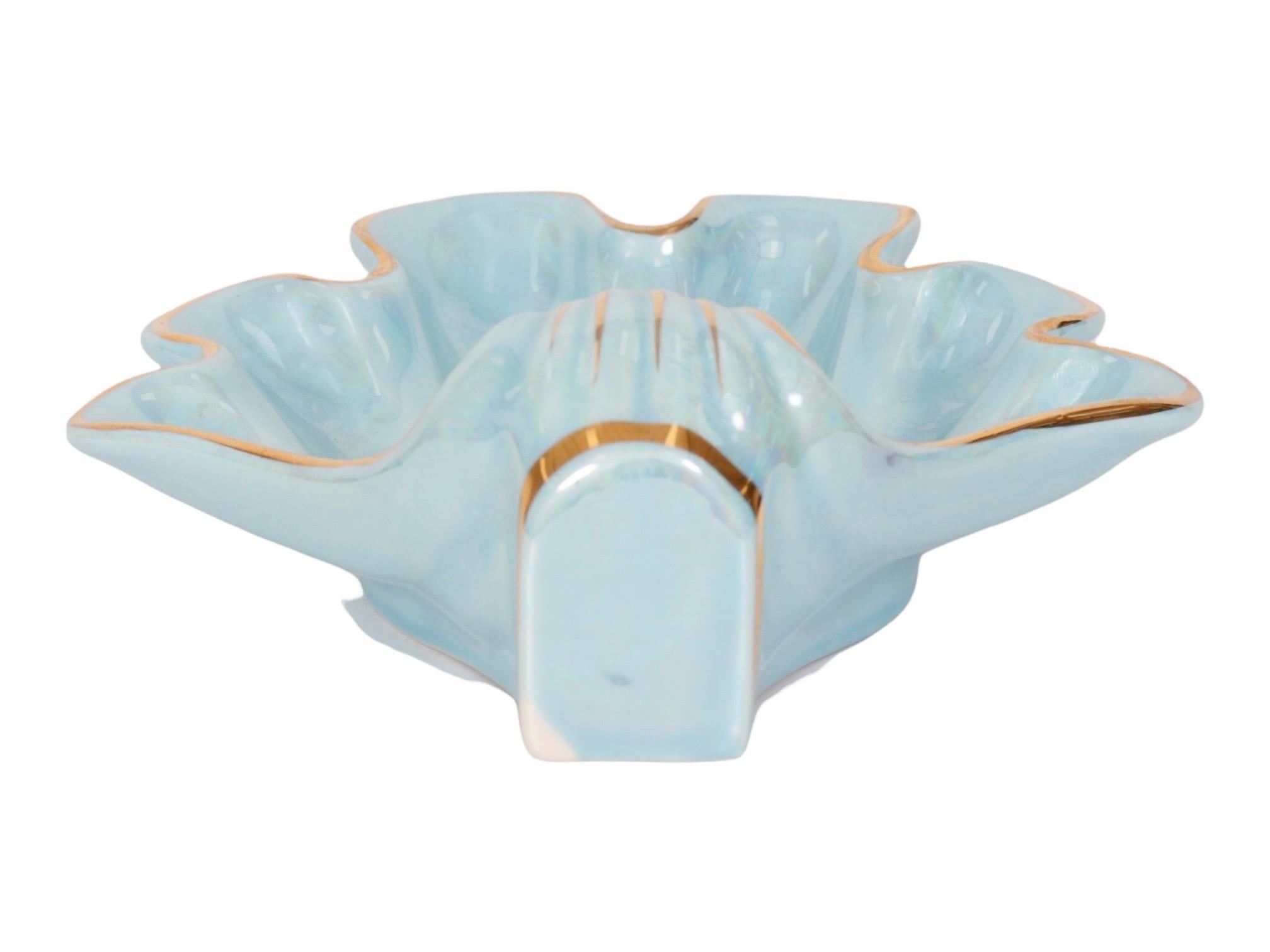Ceramic Soap Dish in Blue &white Shaped like Scallop Shell Very Useful 