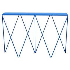 Table console girafe bleue avec plateau de table en linoléum Linseed