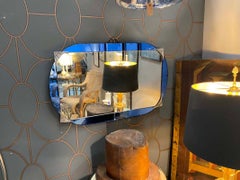 Blue Glas French Art Déco Wall Mirror, 1920s