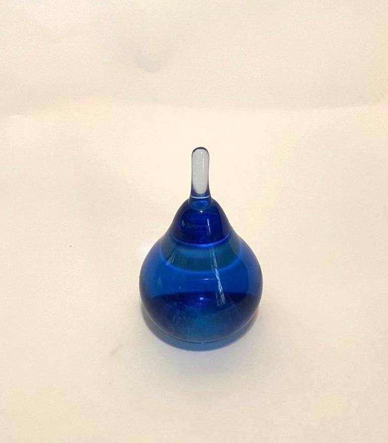 20th Century Blue Glass Apple Paperweight For Sale