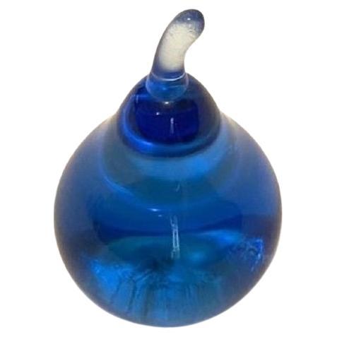 Blue Glass Apple Paperweight