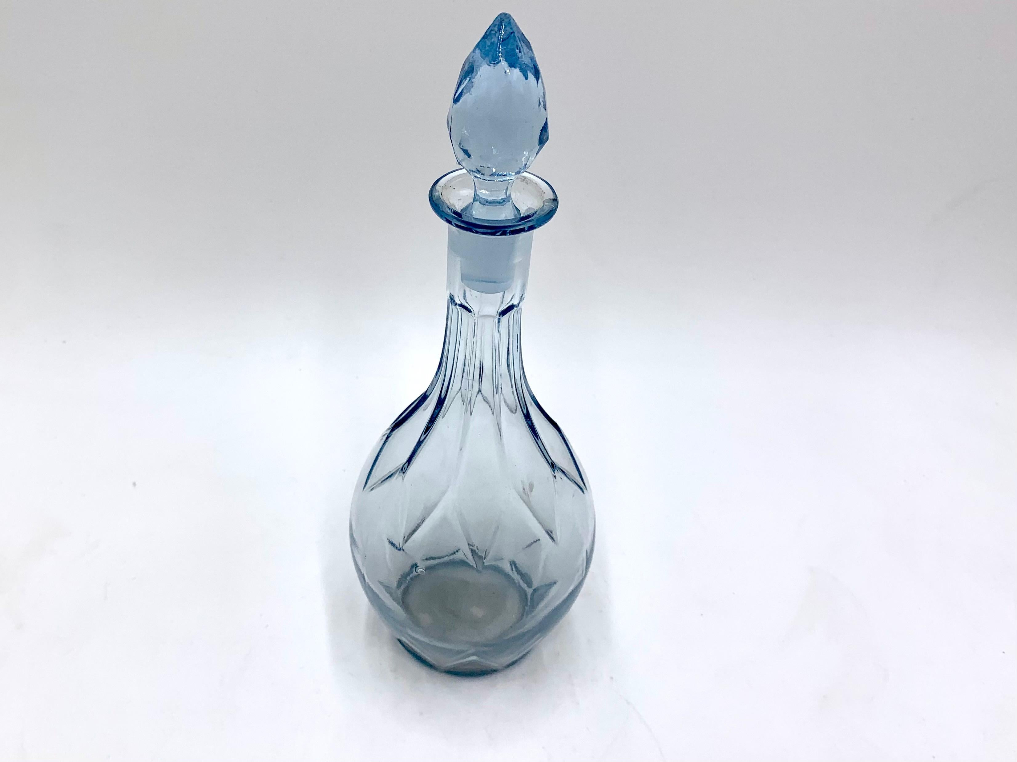Blue glass decanter for liquor
Produced in Poland in 1930s. 
Very good condition.
 