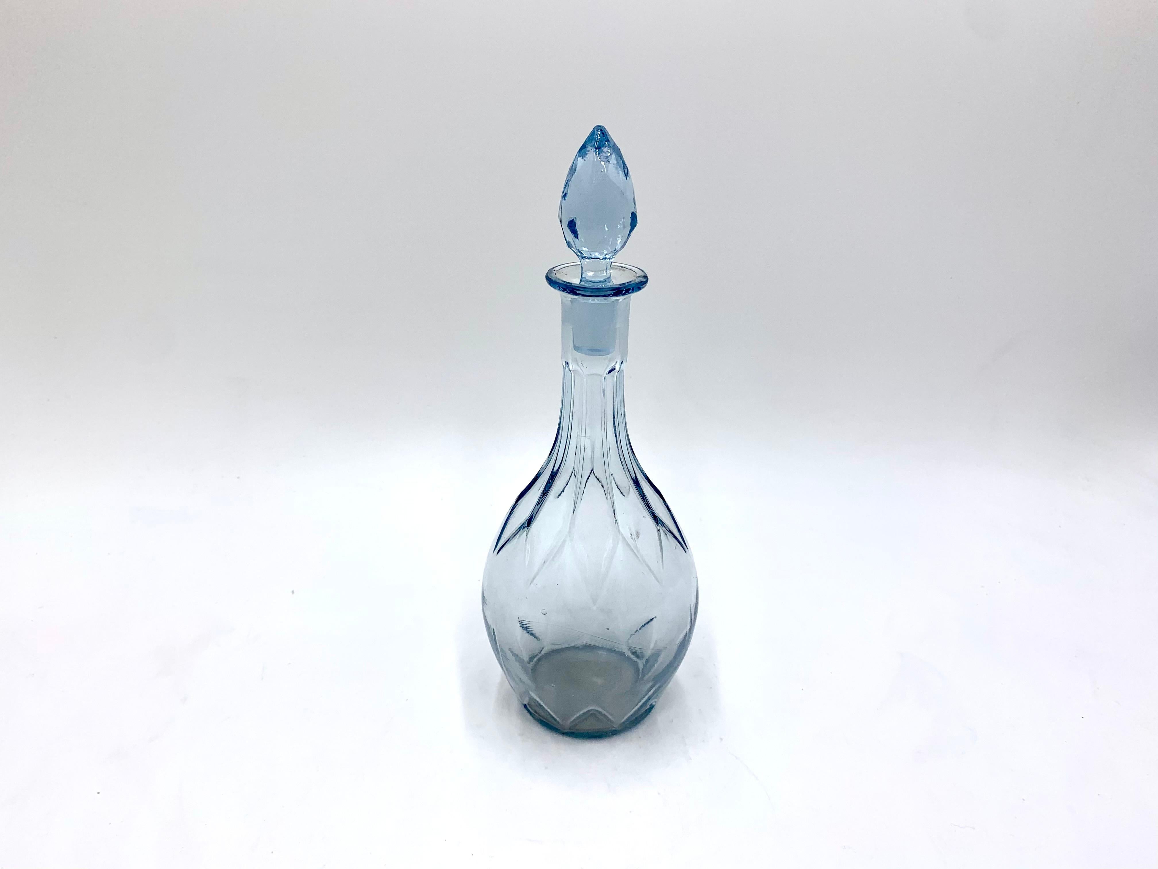 blue glass water carafe