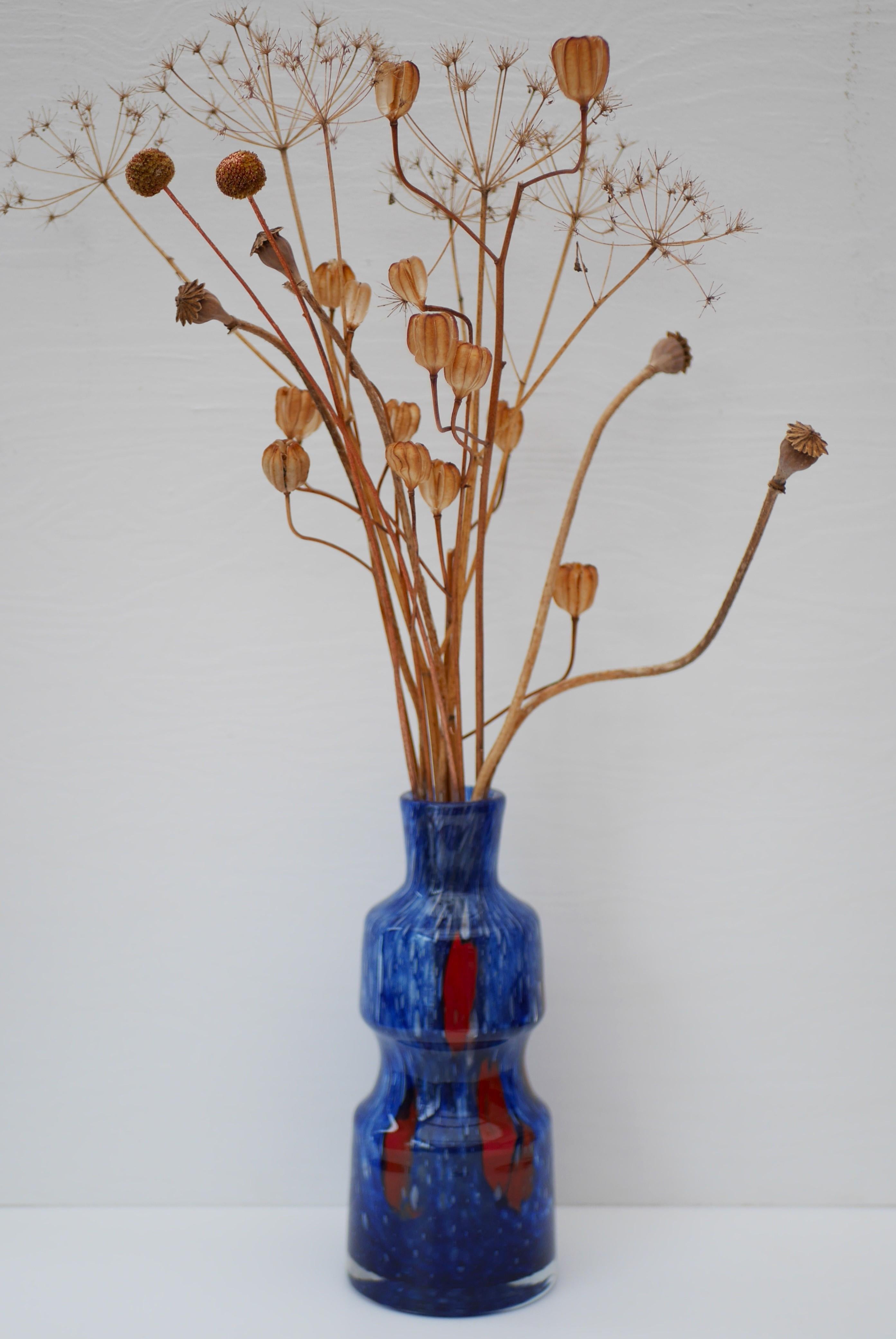 Blaue Glaskunstvase aus 'Prachen' Glass Works im Angebot 3