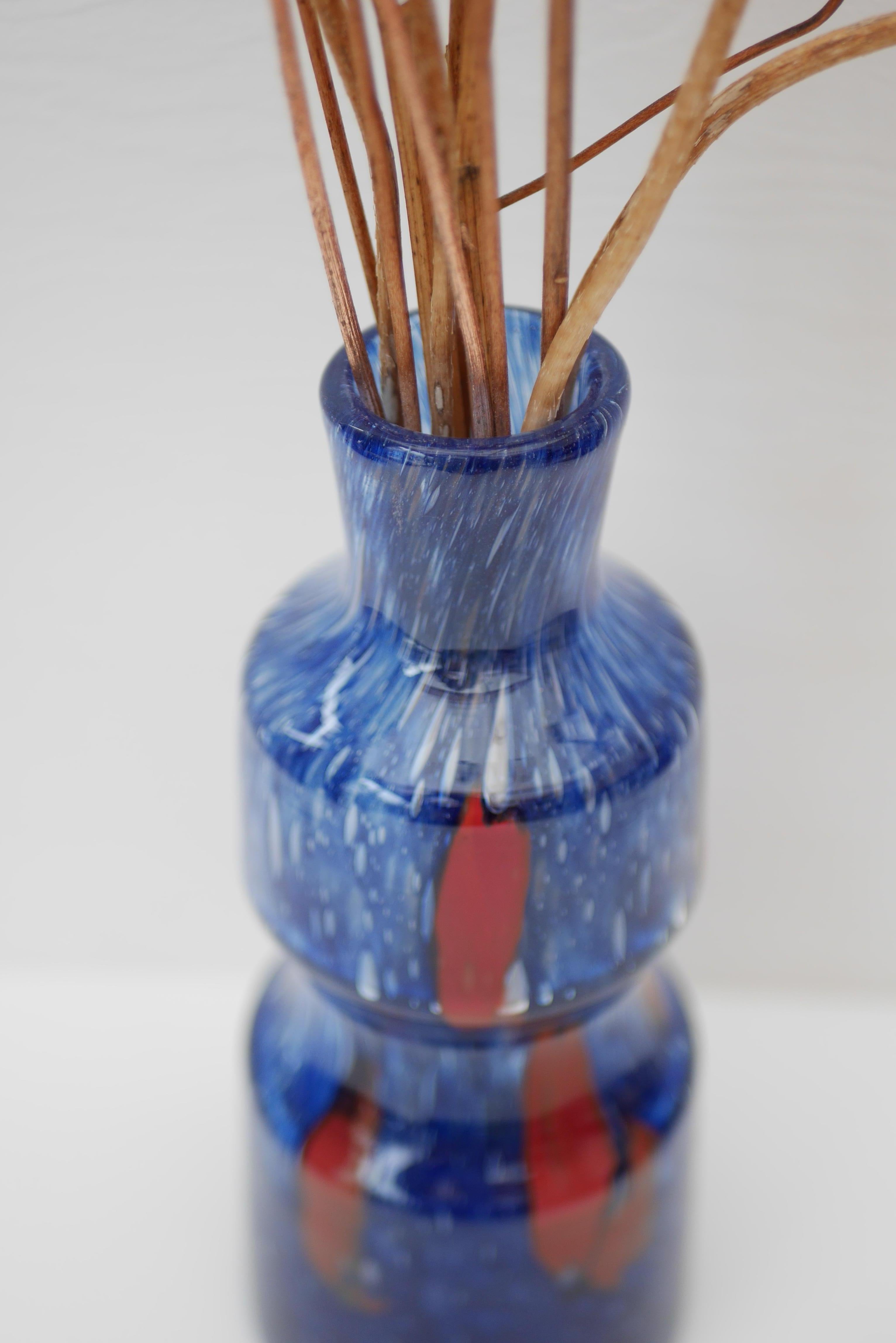 Blue Glass Art Vase from 'Prachen' Glass Works For Sale 4