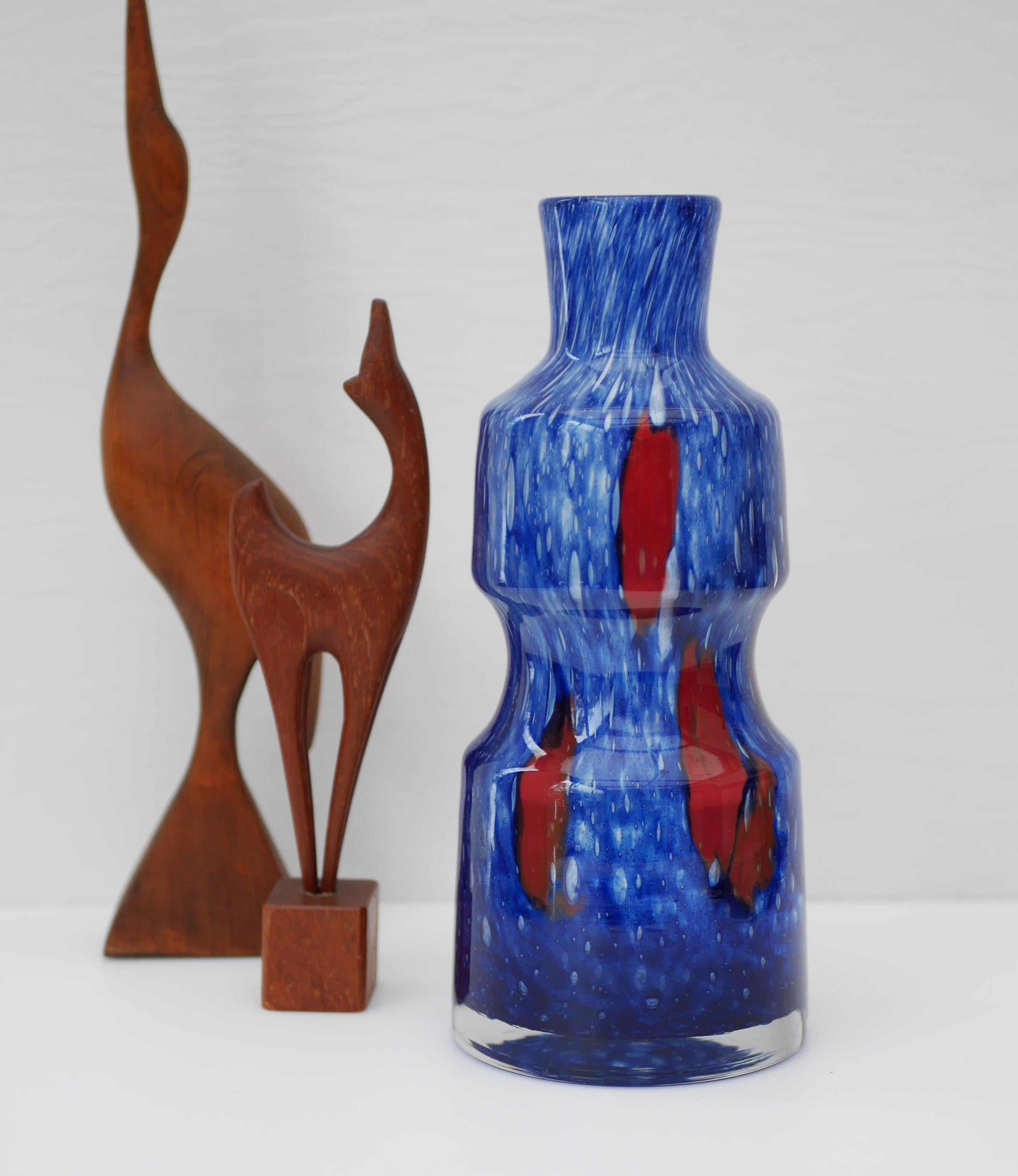 Blaue Glaskunstvase aus 'Prachen' Glass Works im Angebot 6