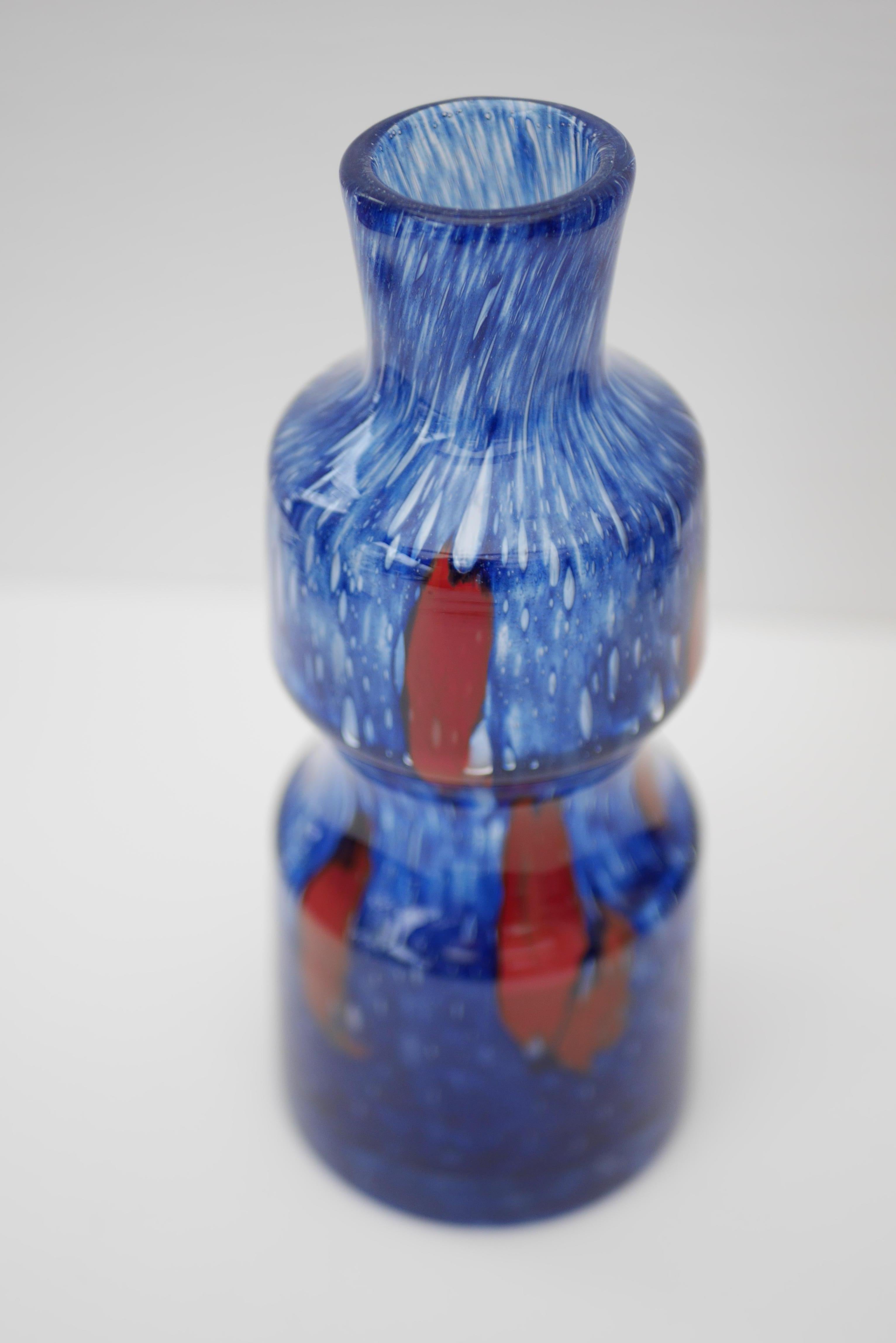 Blue Glass Art Vase from 'Prachen' Glass Works In Excellent Condition For Sale In Skarpnäck, SE