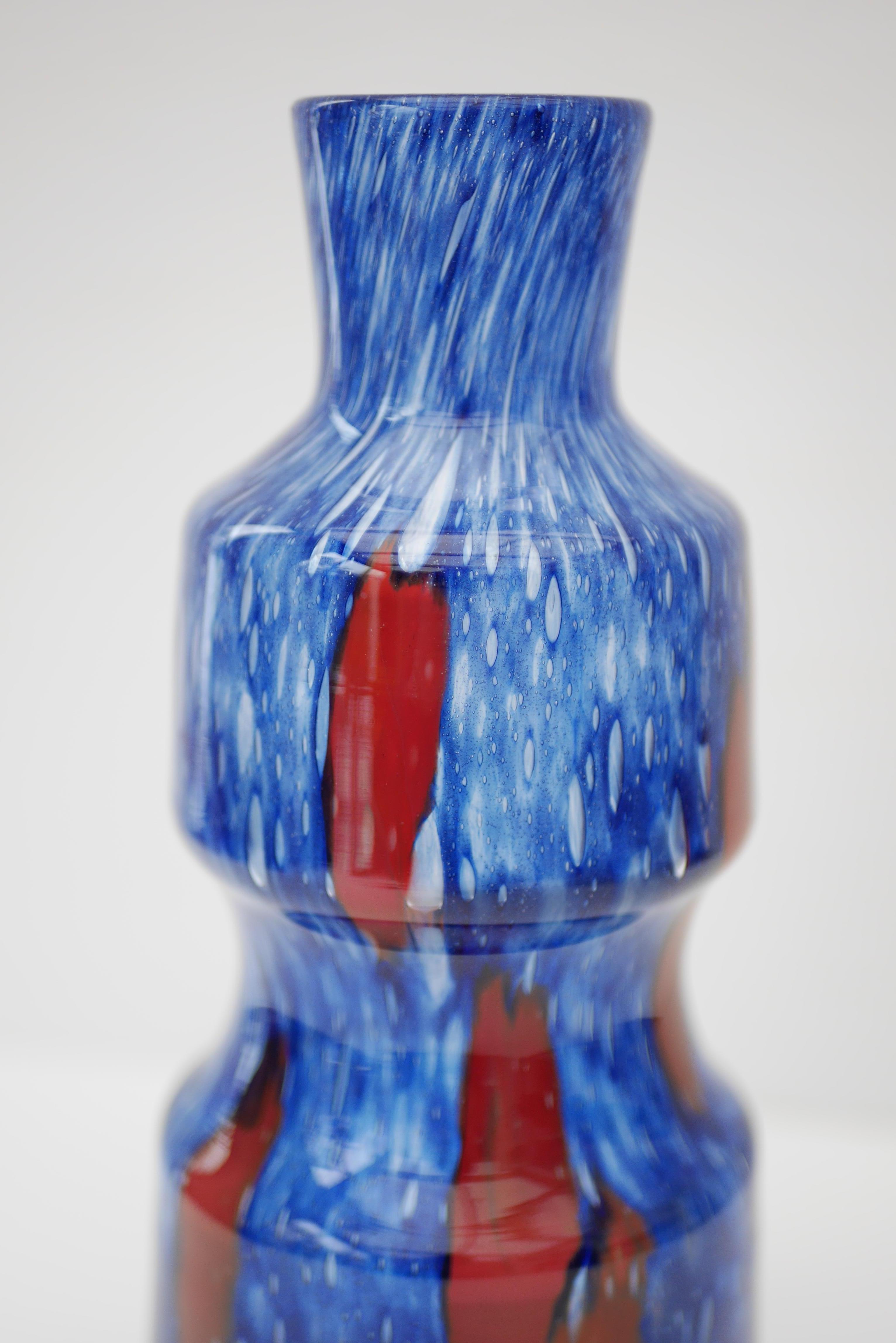 Art Glass Blue Glass Art Vase from 'Prachen' Glass Works For Sale