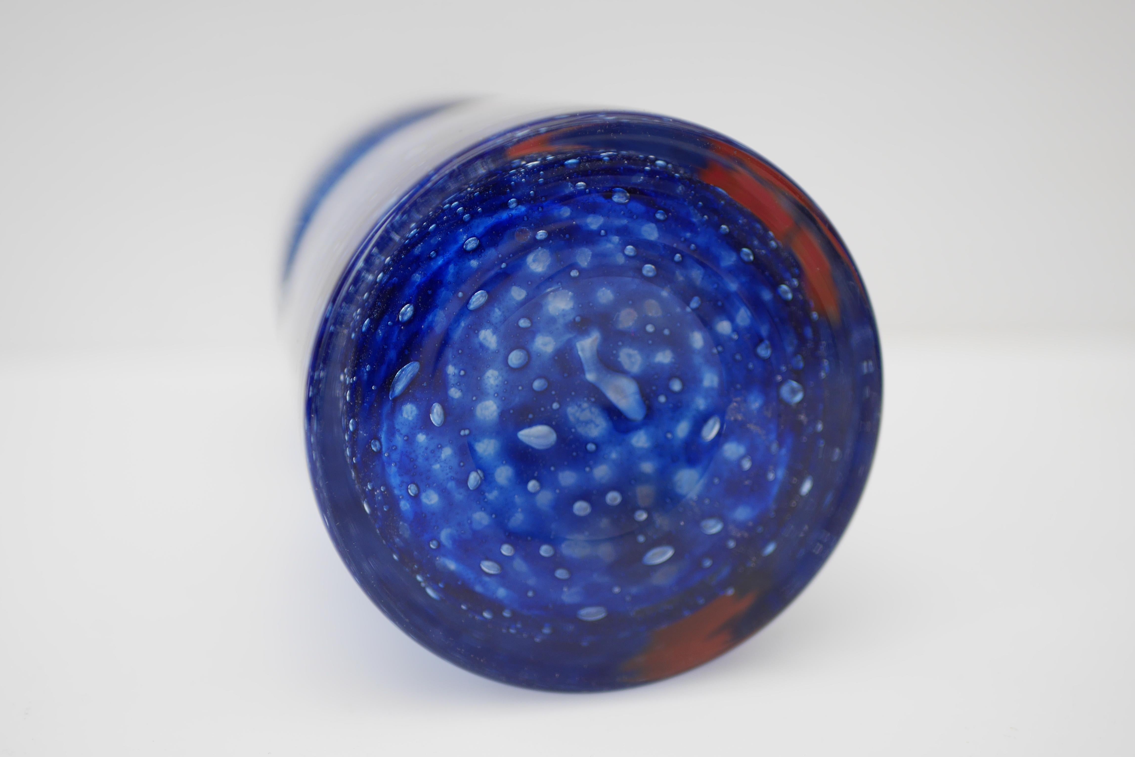 Blaue Glaskunstvase aus 'Prachen' Glass Works im Angebot 2