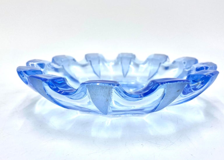 Blue Glass Ashtray, Czechoslovakia, 1930s For Sale at 1stDibs