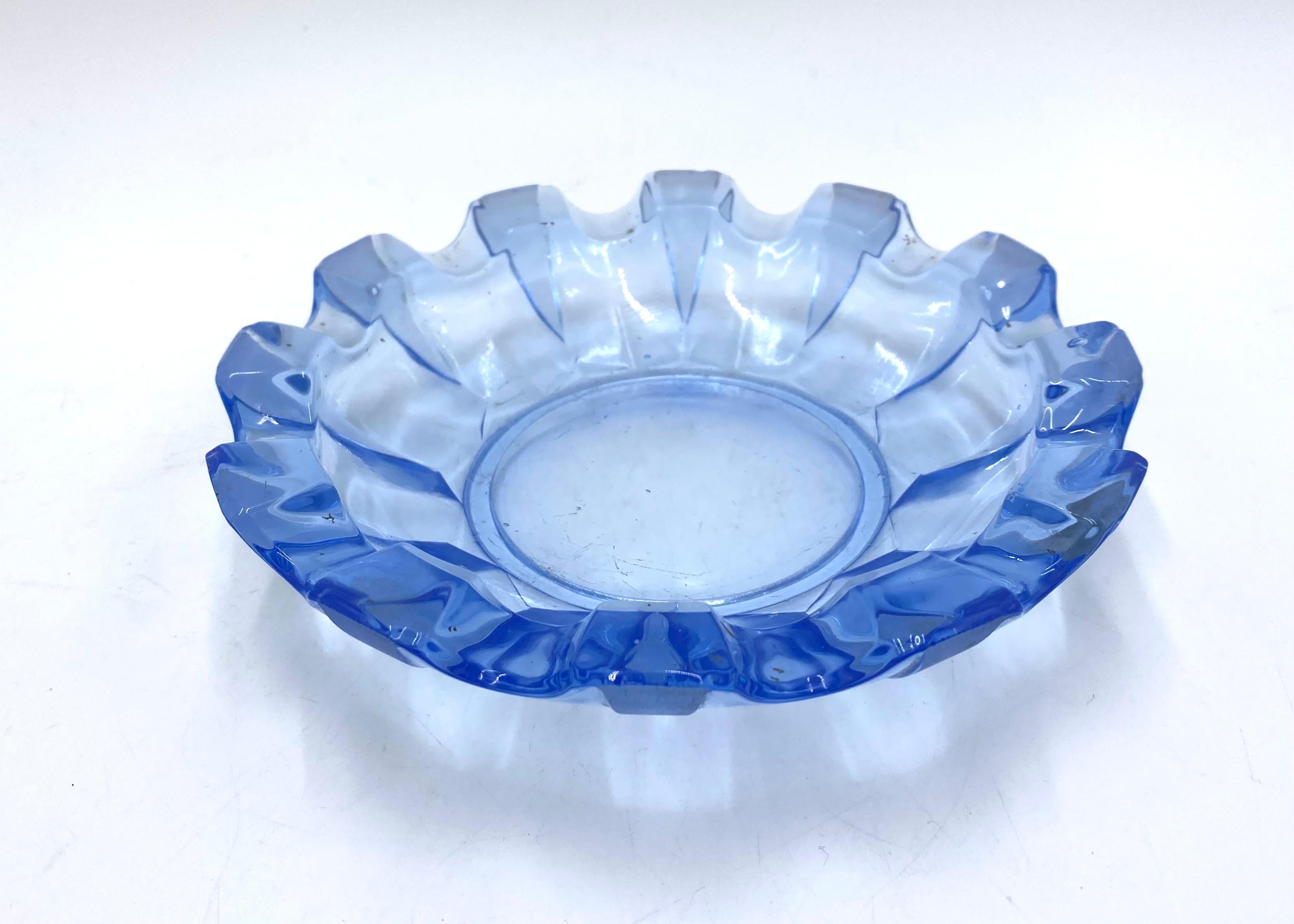 vintage cobalt blue glass ashtray