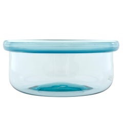 Blue Glass Bowl Lino Tagliapietra for Effetre International, Murano, Italy, 1986