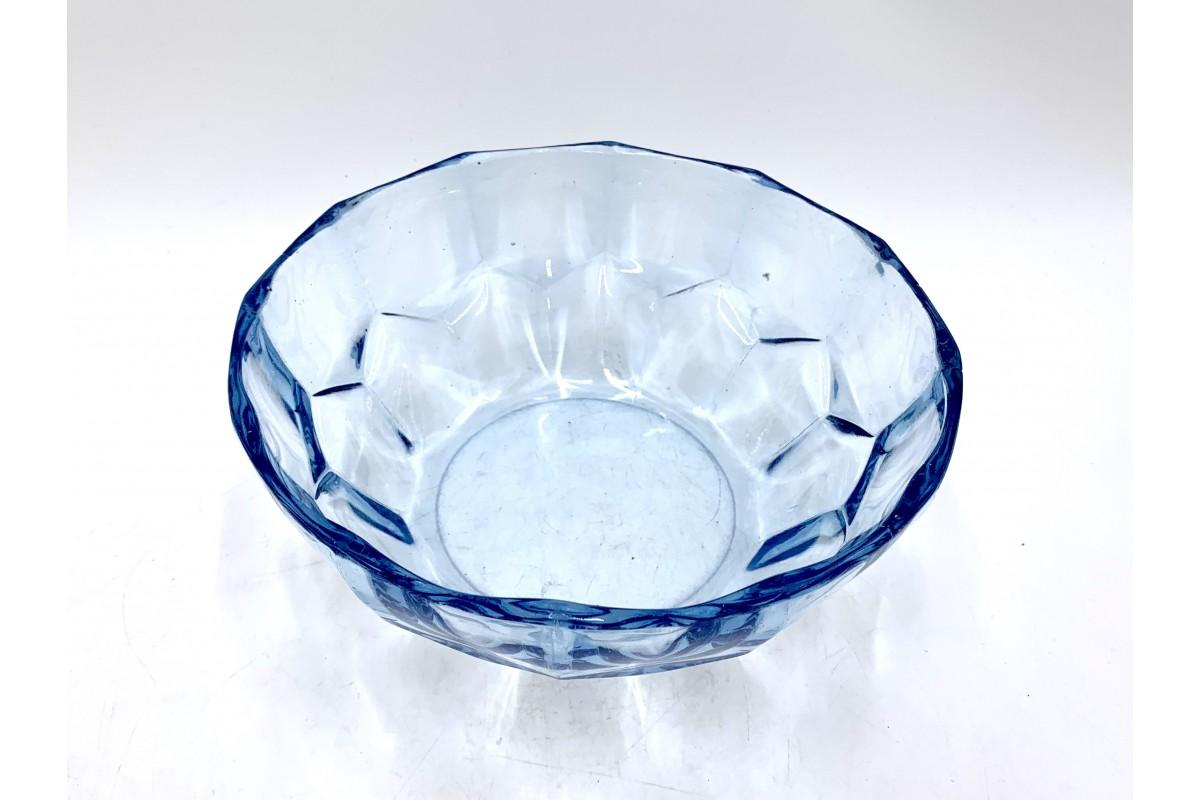 Mid-Century Modern Blue Glass Bowl, Poland, 1970s For Sale