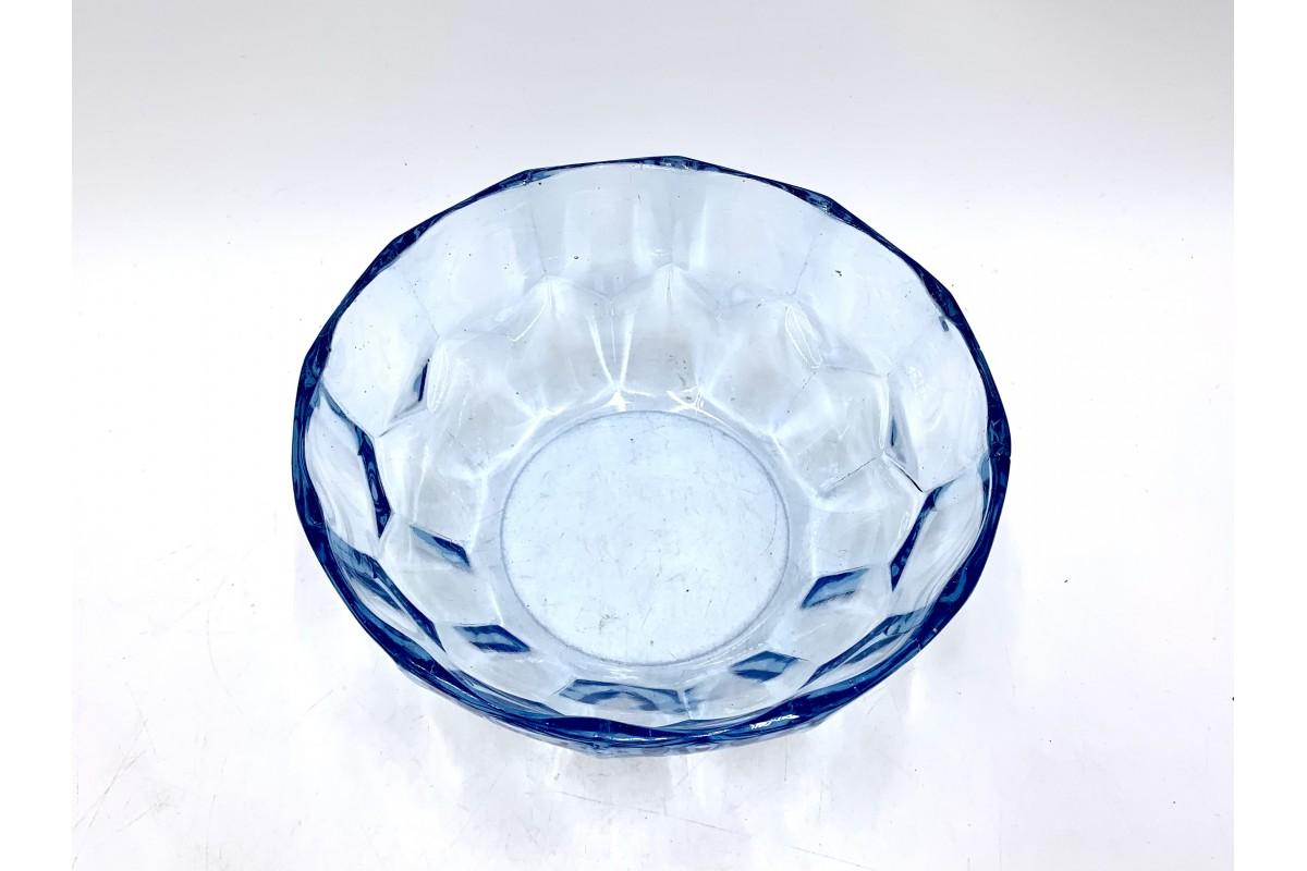 Polish Blue Glass Bowl, Poland, 1970s For Sale