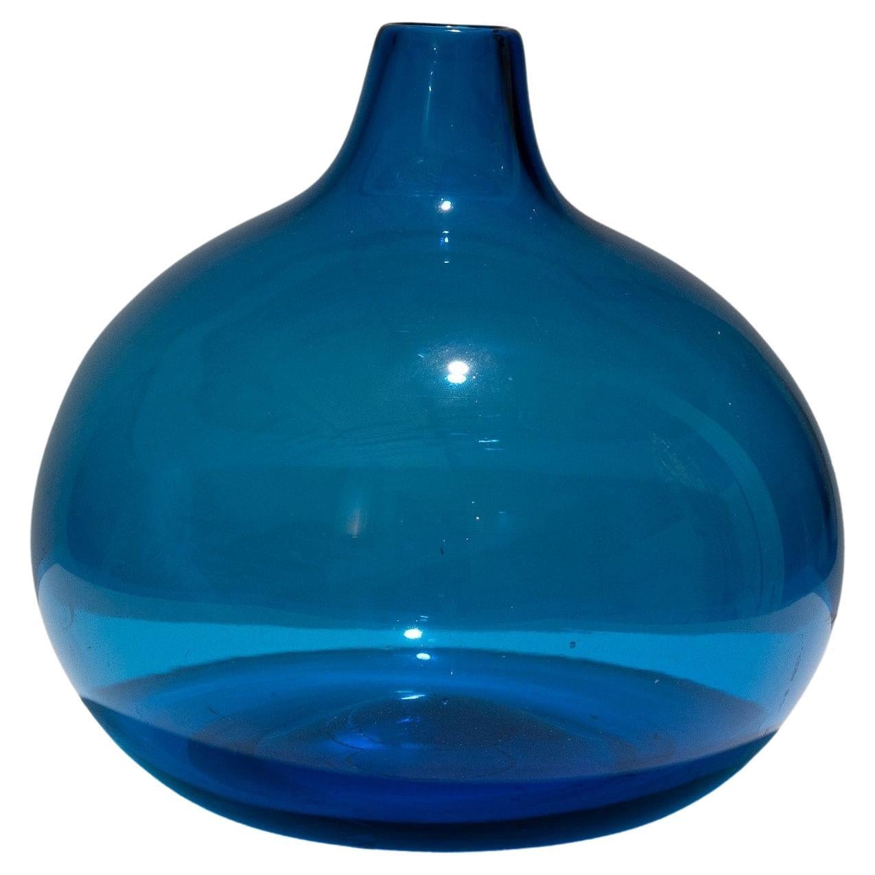 Blaue Blasenvase aus Glas, 1960er-Jahre