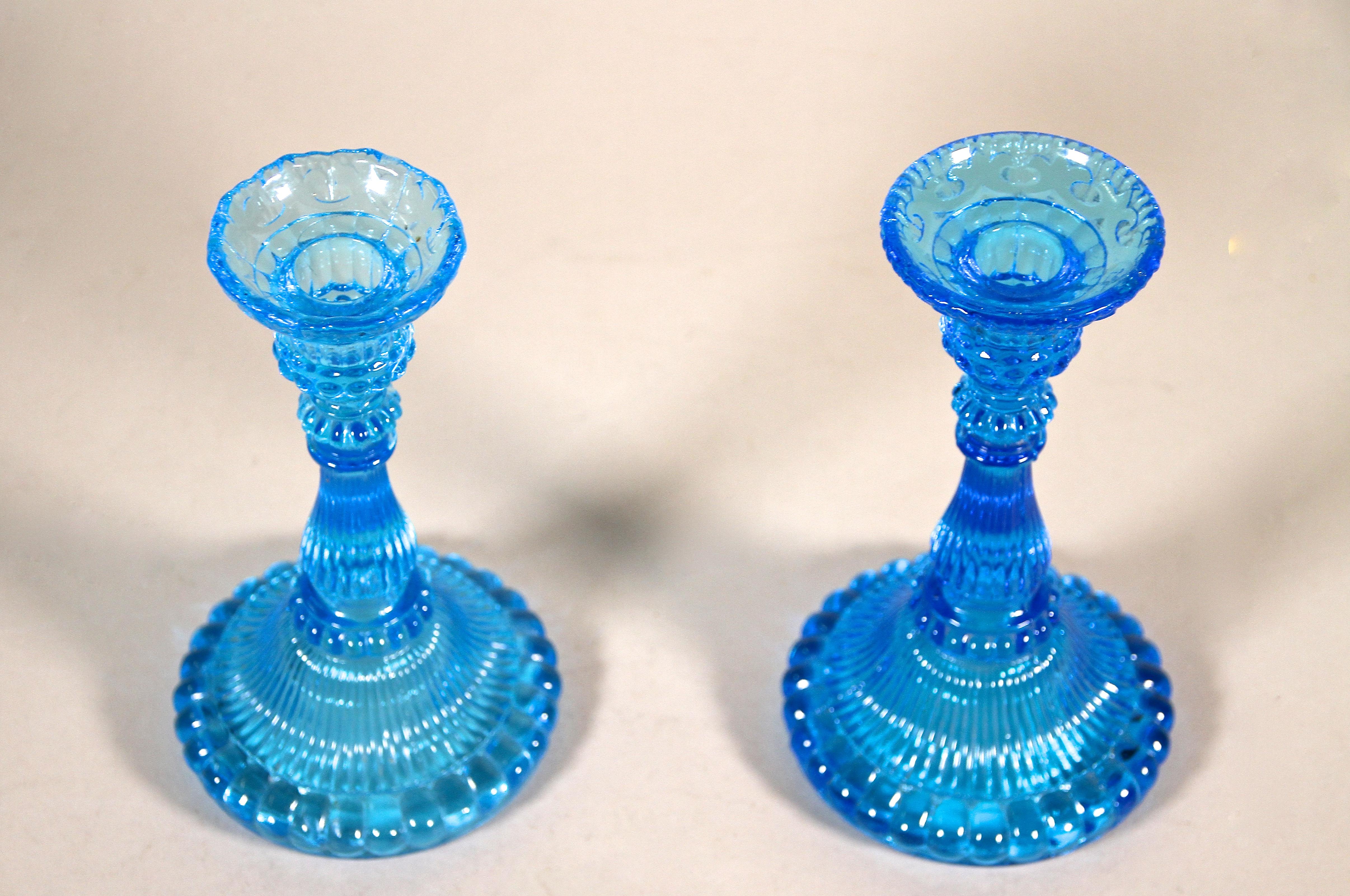 Art Deco Glass Candle Holders, Set of Two, Austria, circa 1920 2