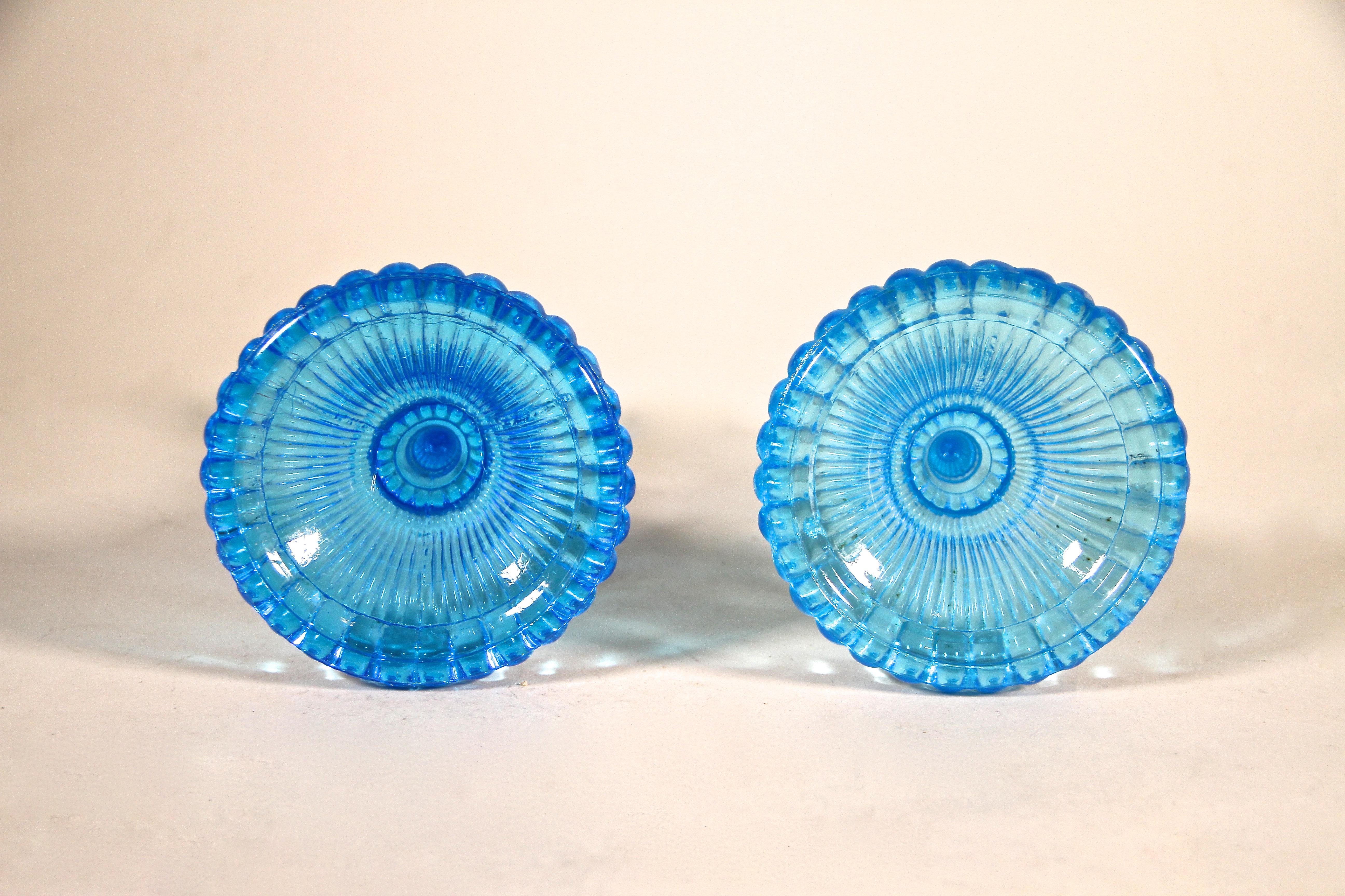 Art Deco Glass Candle Holders, Set of Two, Austria, circa 1920 4