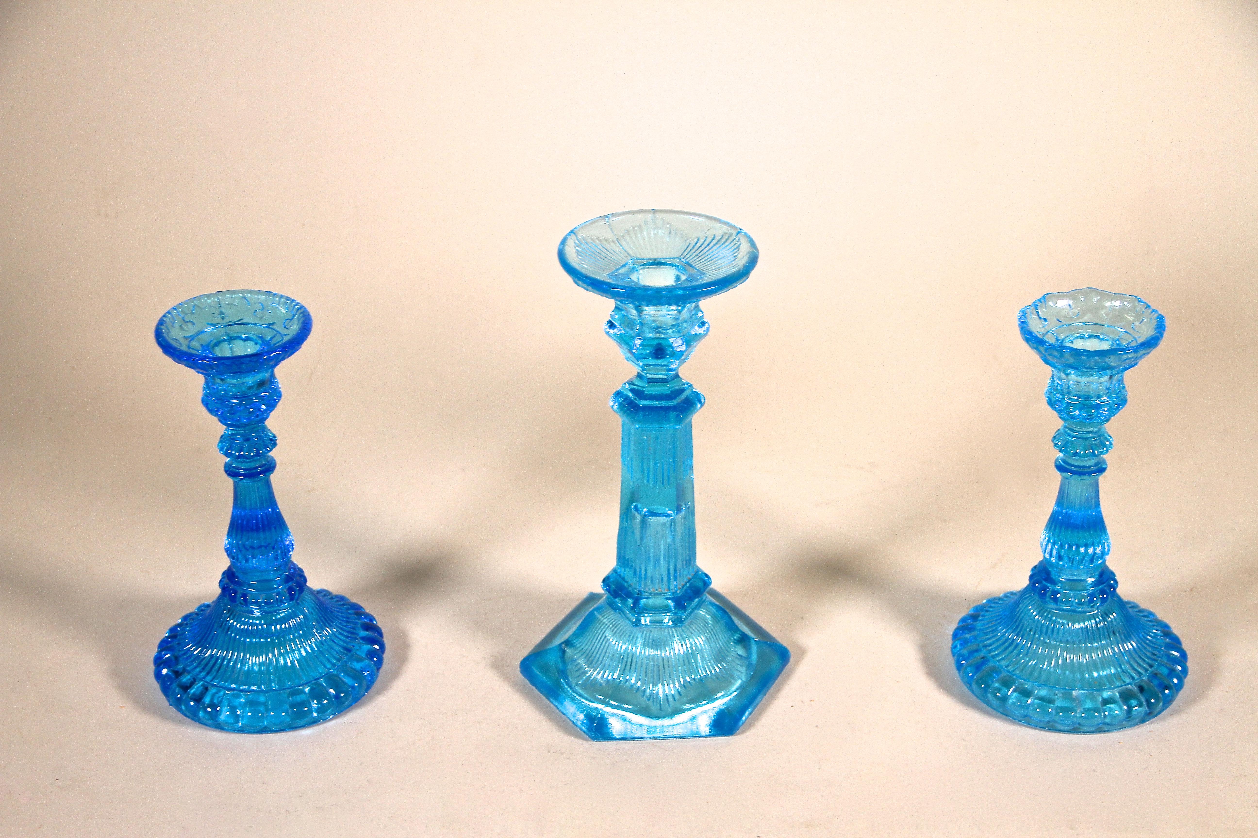 Art Deco Glass Candle Holders, Set of Two, Austria, circa 1920 5