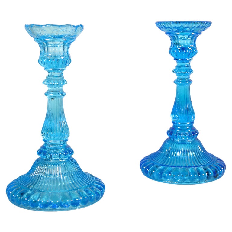 Art Deco Glass Candle Holders, Set of Two, Austria, circa 1920 at
