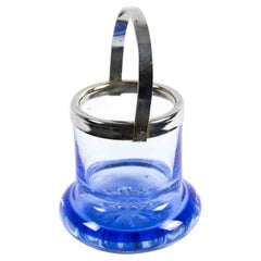 Blue Glass Candleholder, Italy, 1970s