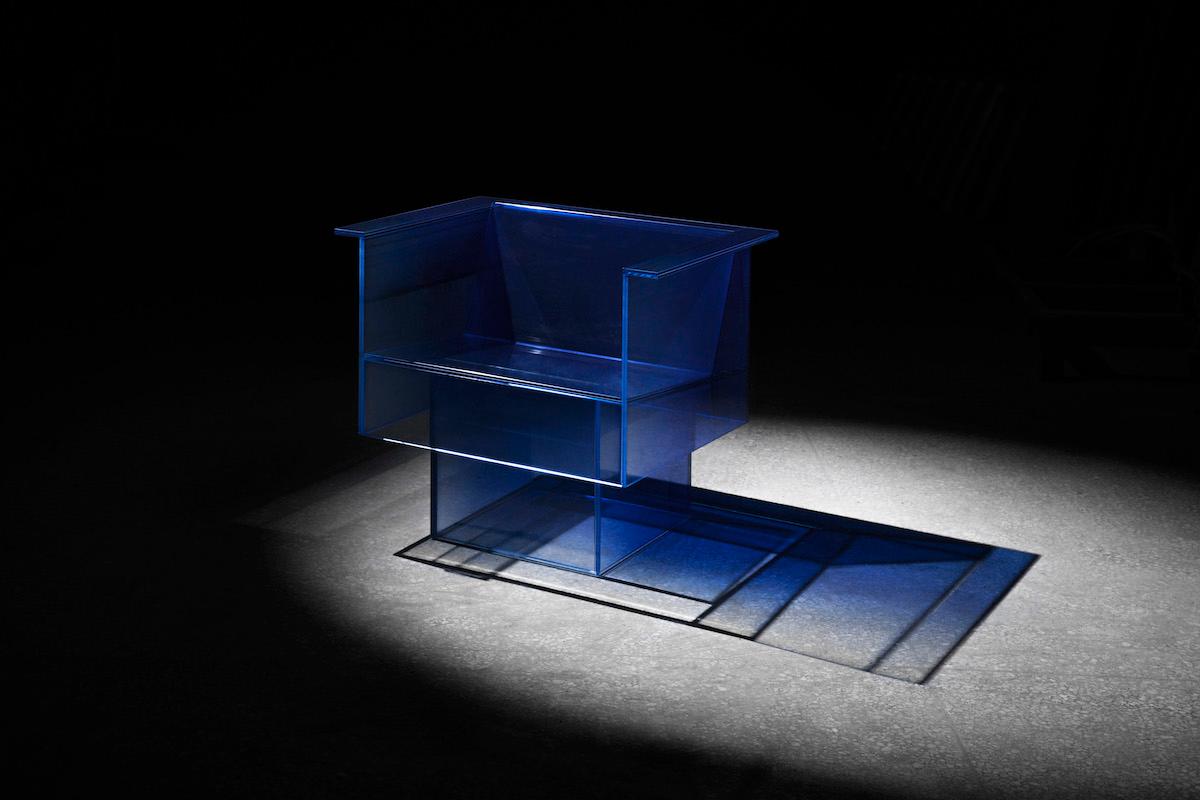 Contemporary Null Blue Glass Clear Transition Color Armchair by Studio Buzao Customizable For Sale