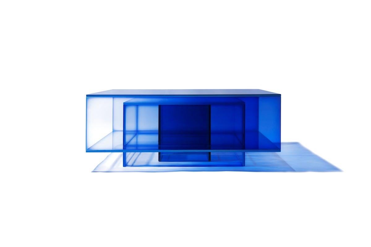 Null Blue Glass Clear Transition Color Coffee Table By Studio Buzao