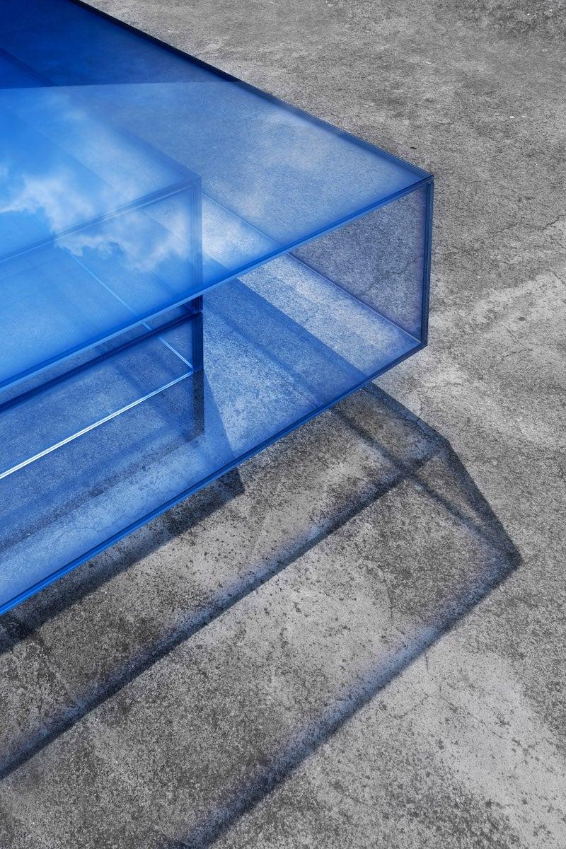 Null Blue Glass Clear Transition Color Coffee Table by Studio Buzao Customizable For Sale 1