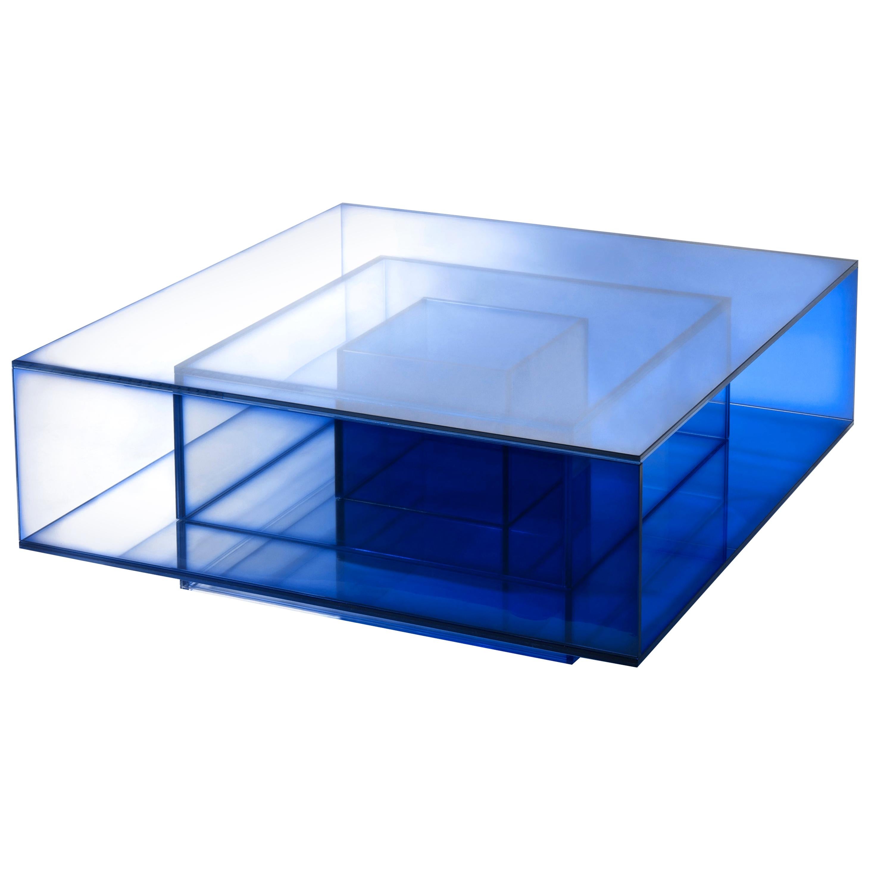 Null Blue Glass Clear Transition Color Coffee Table by Studio Buzao Customizable