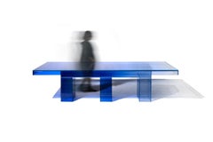 Null Blue Glass Clear Transition Color Dining Table by Studio Buzao Customizable